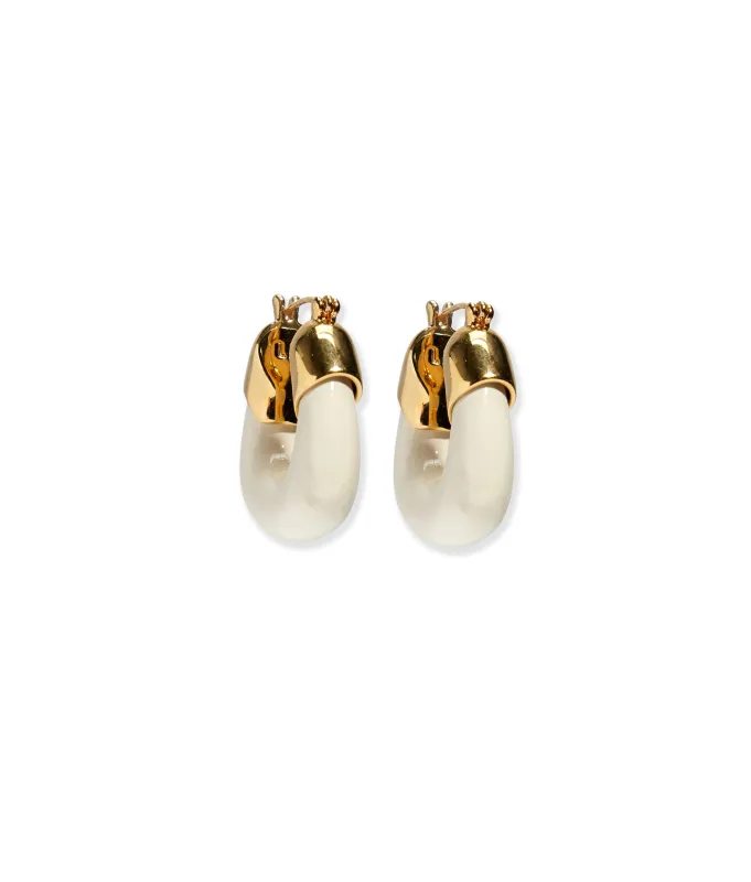 Mini Organic Hoops in Alabaster made by Lizzie Fortunato