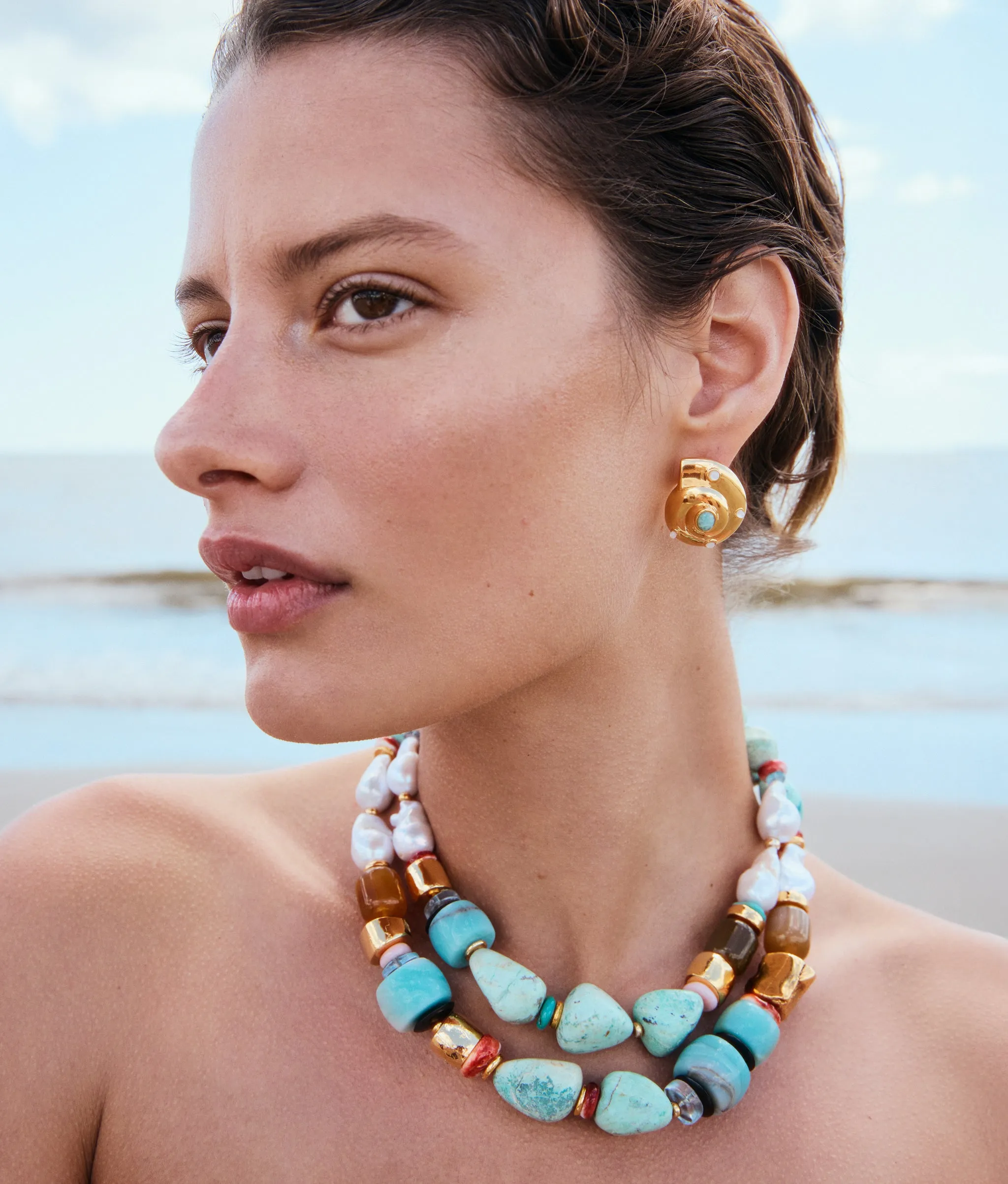 Nautilus Stud Earrings sold by Lizzie Fortunato product image thumbnail 2