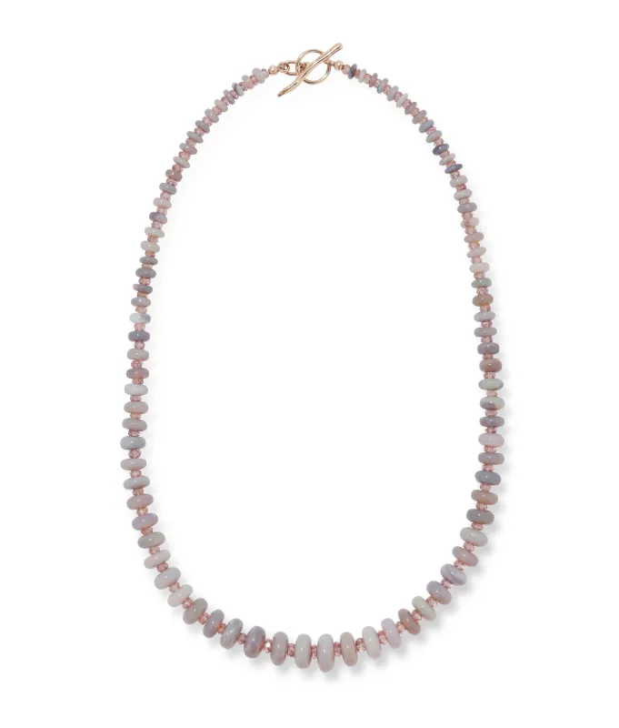 Australian Opal & 14k Gold Necklace in Grey with Brown Garnet made by Lizzie Fortunato