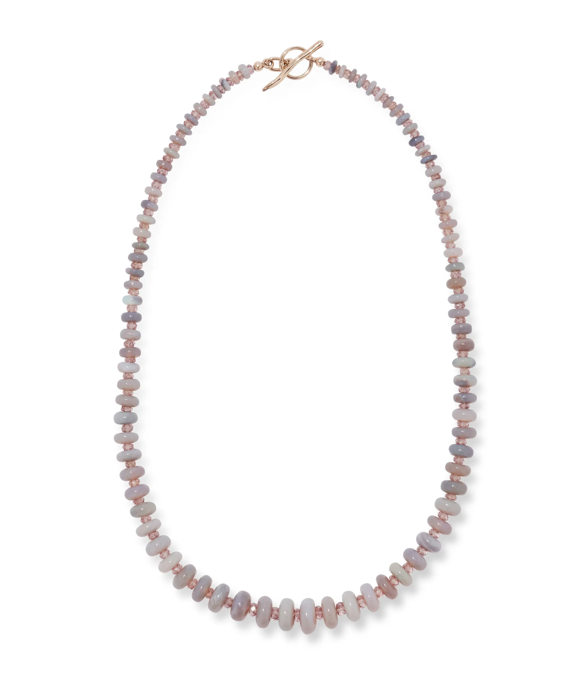 Australian Opal & 14k Gold Necklace in Grey with Brown Garnet sold by Lizzie Fortunato