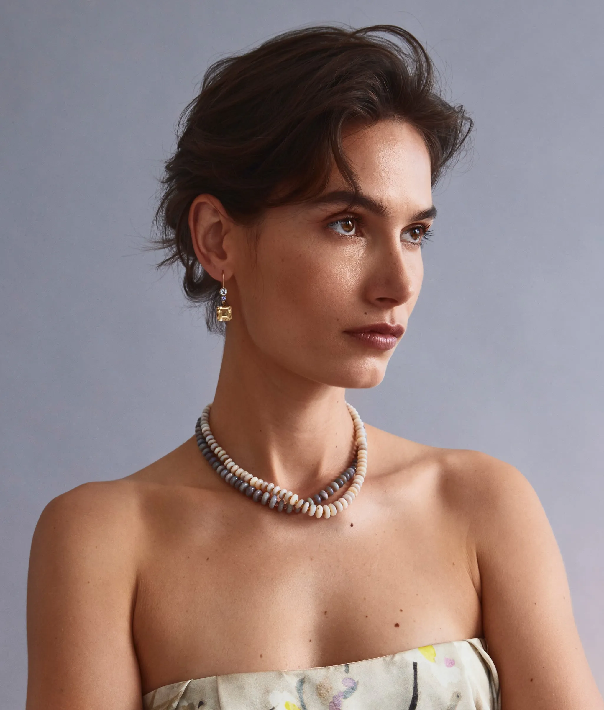 Australian Opal & 14k Gold Necklace in Grey with Brown Garnet sold by Lizzie Fortunato product image thumbnail 2
