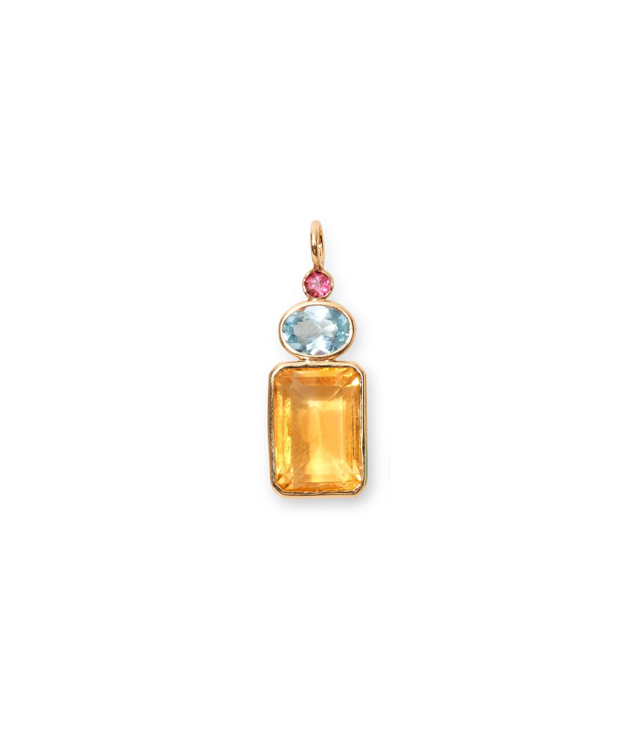 Rectangle Column 14k Gold Necklace Charm in Pink Topaz, Sky Blue Topaz & Citrine sold by Lizzie Fortunato