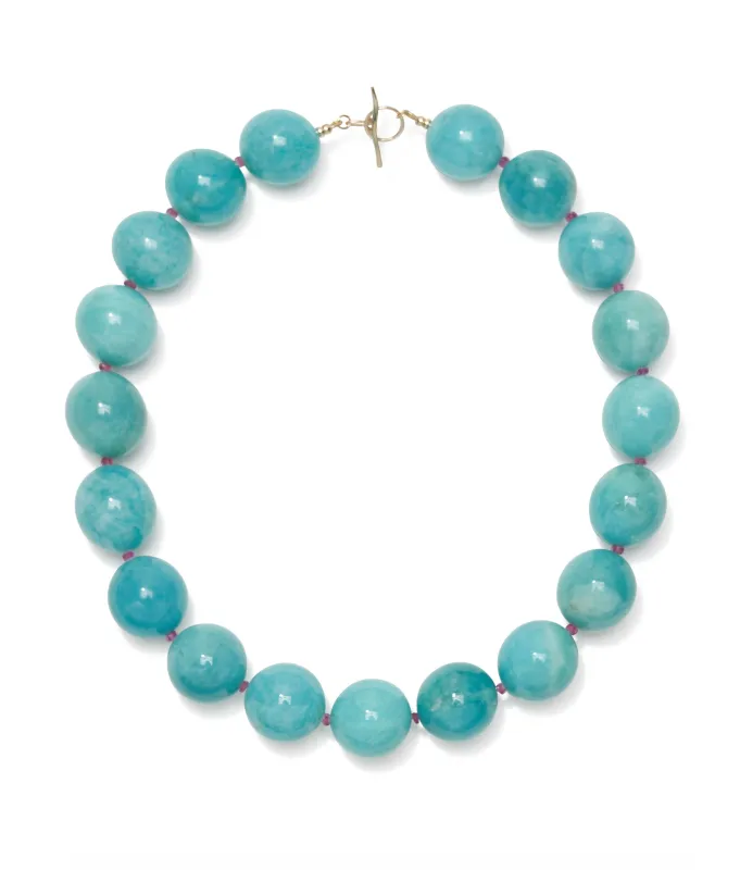 Amazonite, Ruby & 14k Gold Necklace made by Lizzie Fortunato