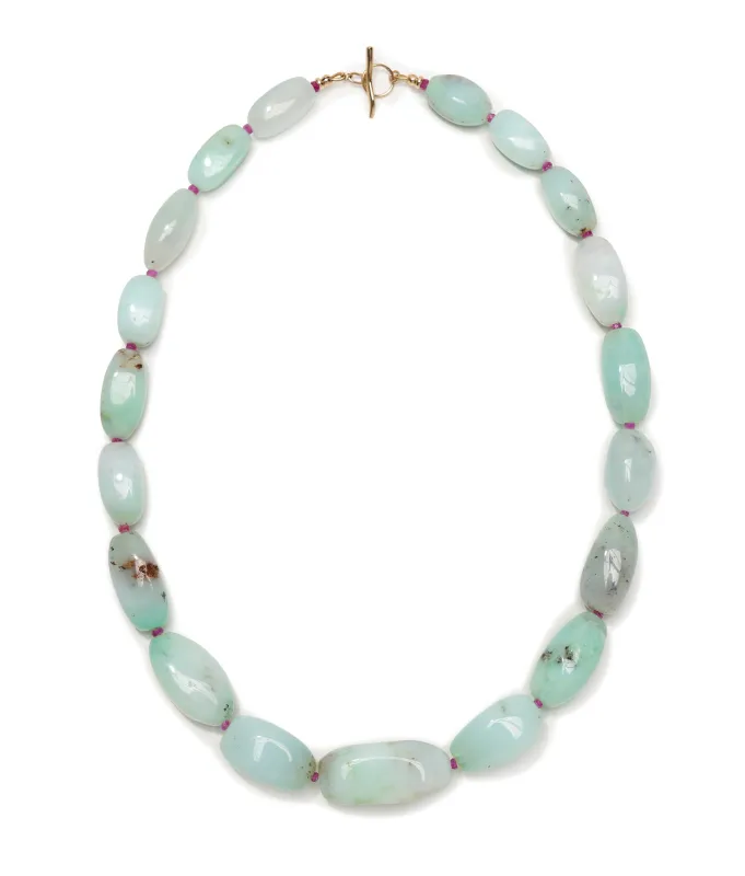 Chrysoprase, Pink Sapphire & 14k Gold Necklace made by Lizzie Fortunato