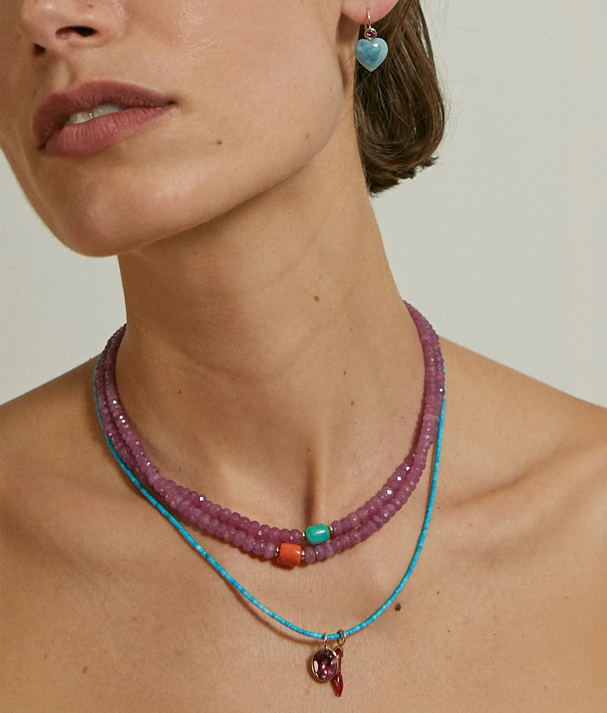 Pink Sapphire, Turquoise & 14k Gold Necklace sold by Lizzie Fortunato product image thumbnail 2