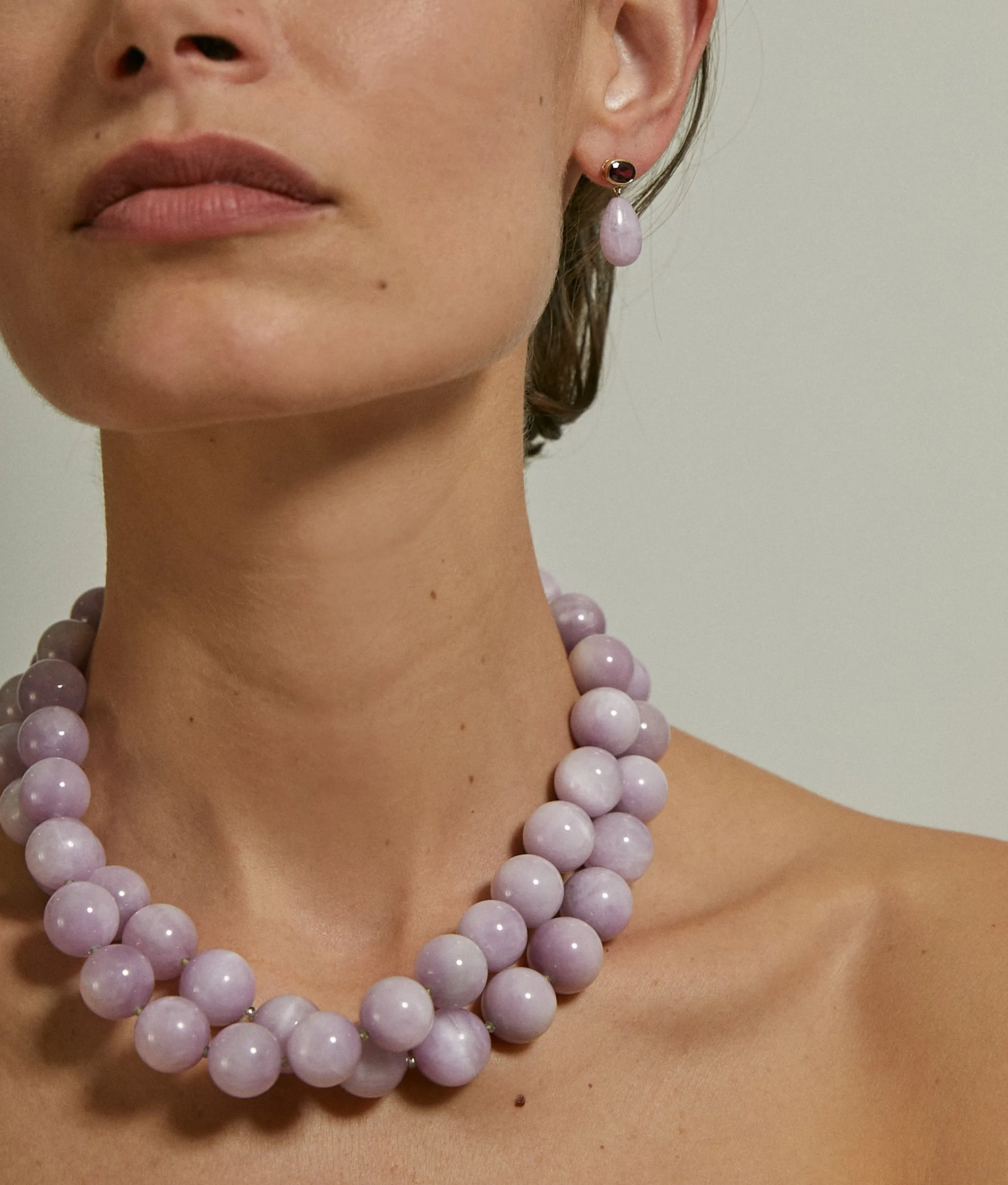 14k Gold Drop Earrings in Pink Rhodolite & Kunzite sold by Lizzie Fortunato product image thumbnail 3