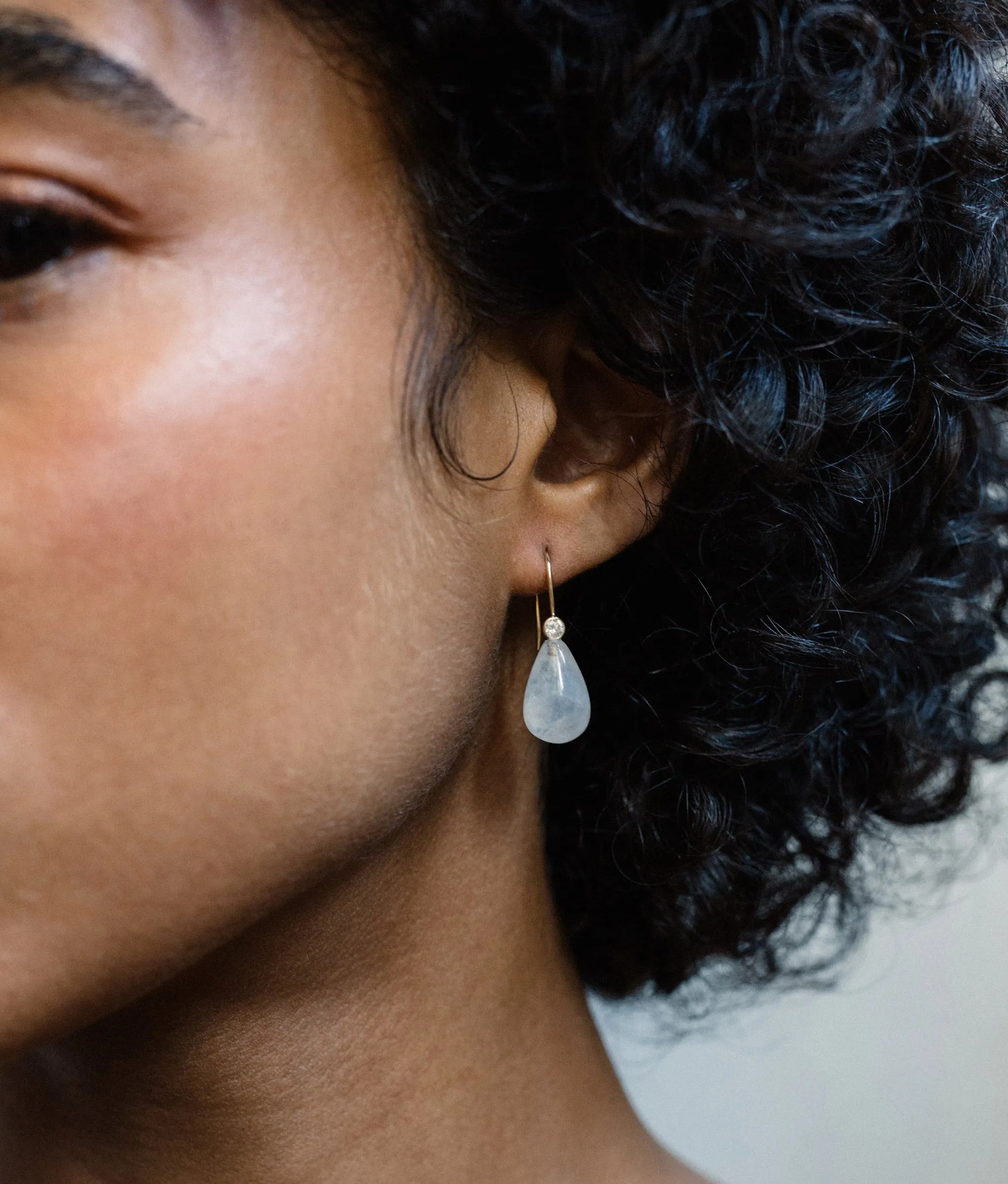 14k Gold Rhea Earrings in Diamond & Moonstone sold by Lizzie Fortunato product image thumbnail 2