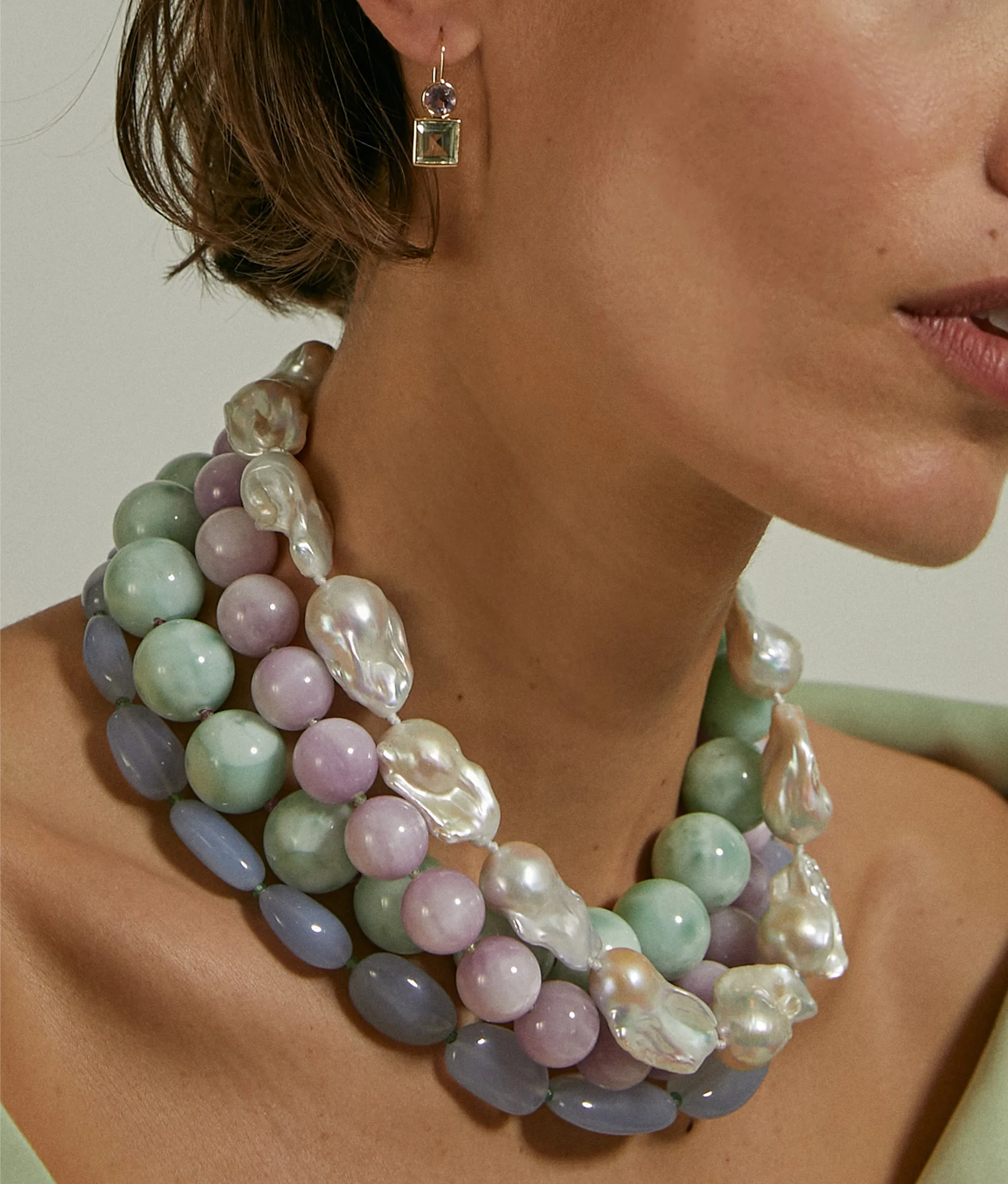 Blue Chalcedony, Emerald & 14k Gold Necklace sold by Lizzie Fortunato product image thumbnail 3