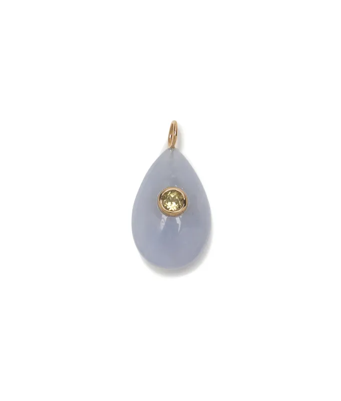 Chalcedony & Olive Quartz 14k Gold Necklace Charm made by Lizzie Fortunato