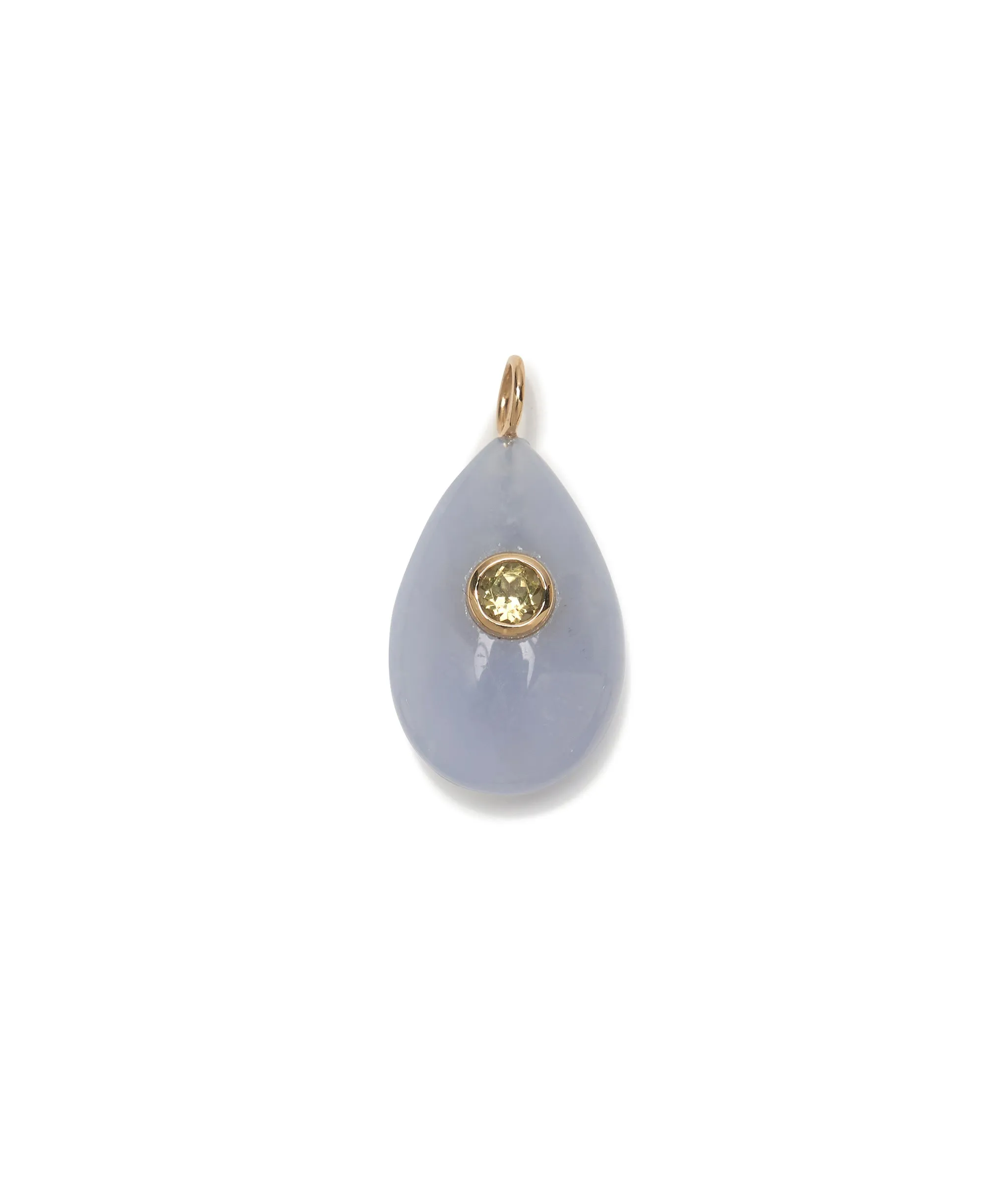 Chalcedony & Olive Quartz 14k Gold Necklace Charm sold by Lizzie Fortunato