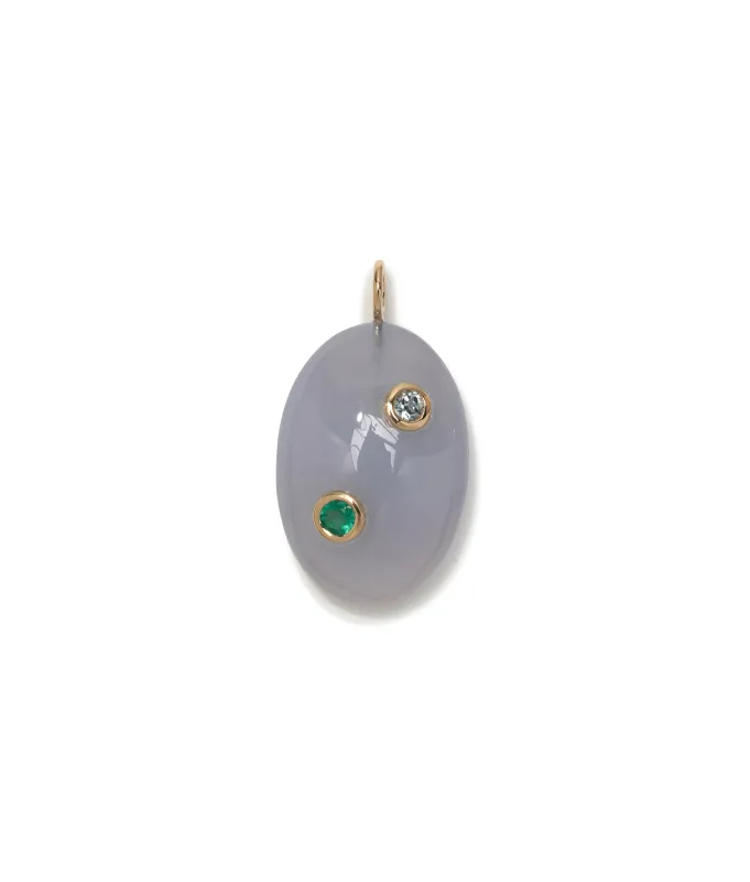 Dotted Blue Chalcedony 14k Gold Necklace Charm made by Lizzie Fortunato