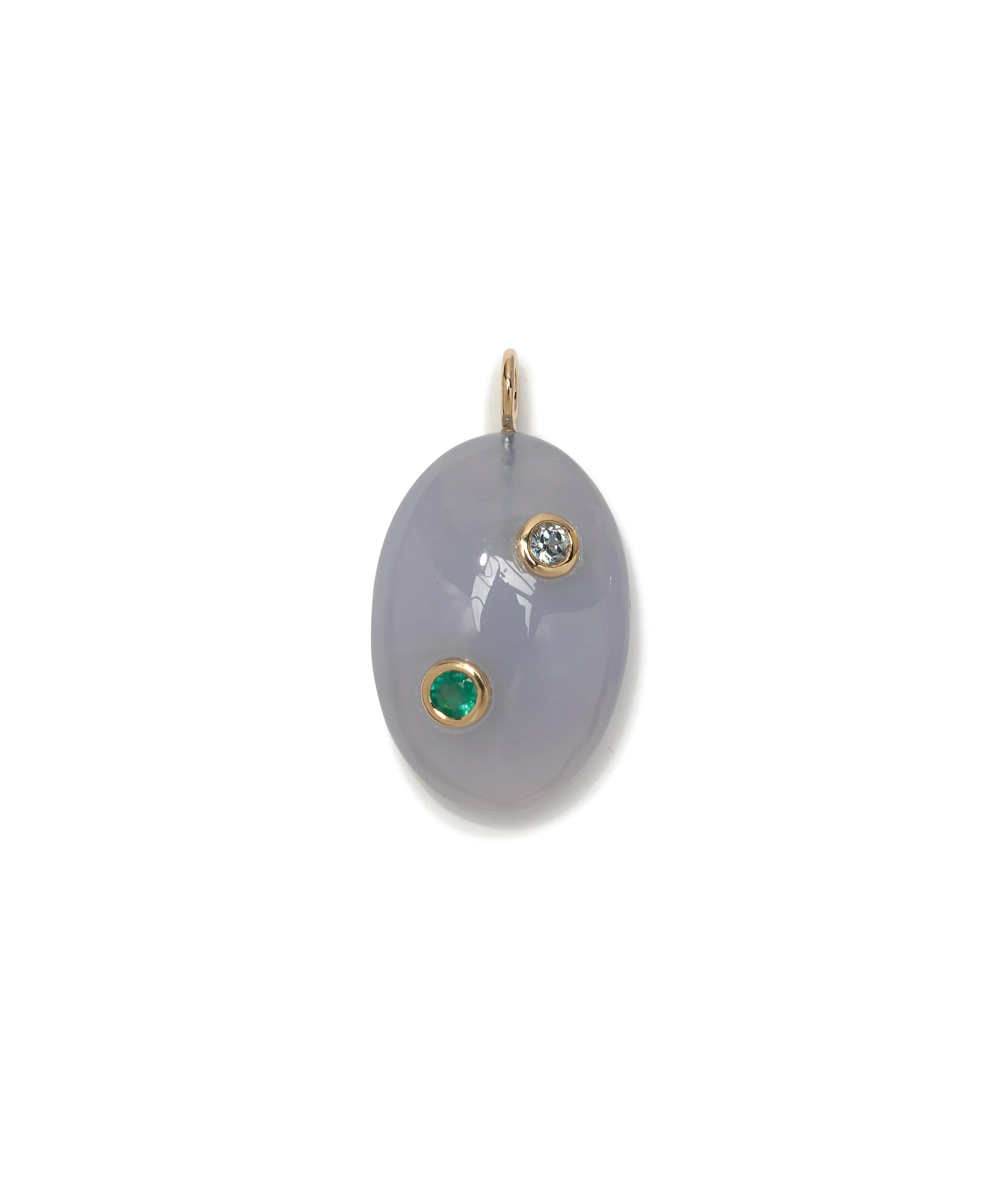 Dotted Blue Chalcedony 14k Gold Necklace Charm sold by Lizzie Fortunato