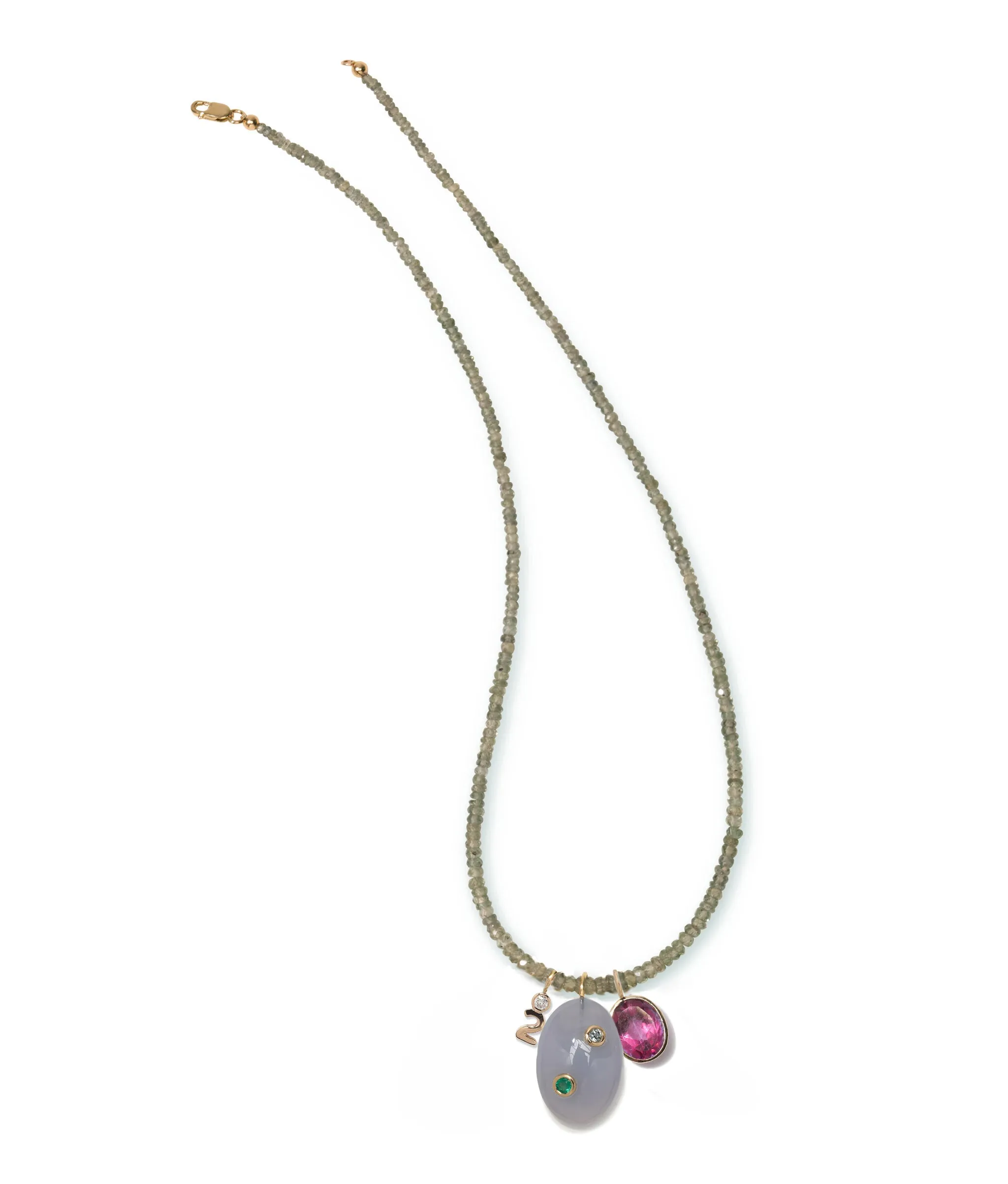 Dotted Blue Chalcedony 14k Gold Necklace Charm sold by Lizzie Fortunato product image thumbnail 2