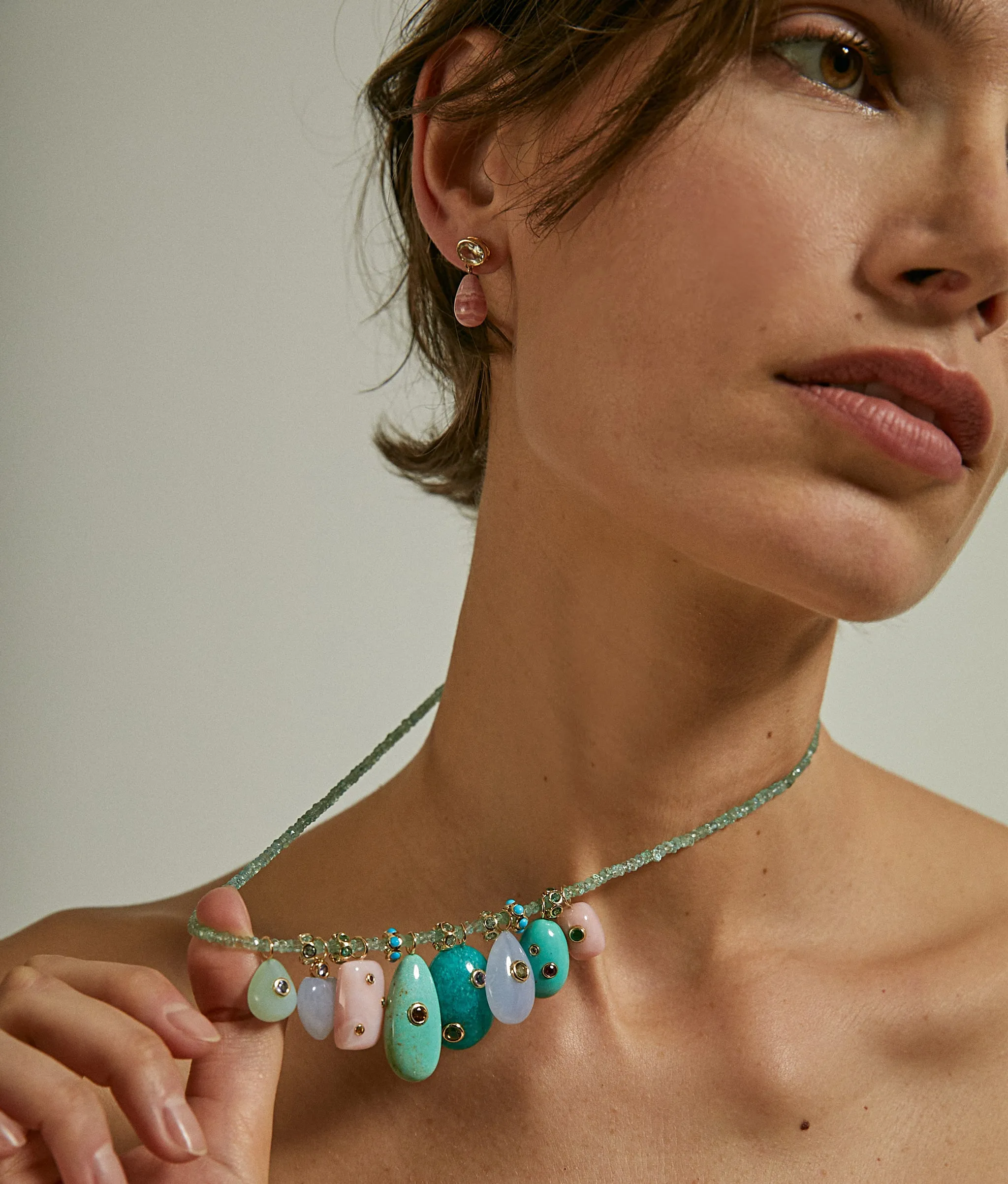 Blue Chalcedony Heart 14k Gold Necklace Charm sold by Lizzie Fortunato product image thumbnail 2