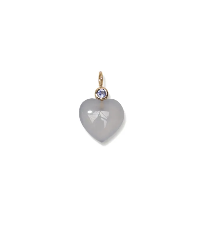 Blue Chalcedony Heart 14k Gold Necklace Charm made by Lizzie Fortunato