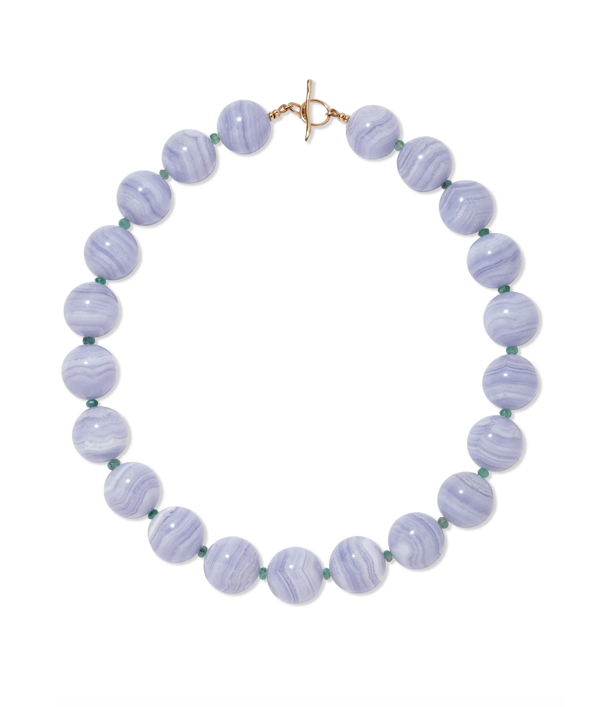 Blue Lace Agate, Emerald & 14k Gold Necklace sold by Lizzie Fortunato