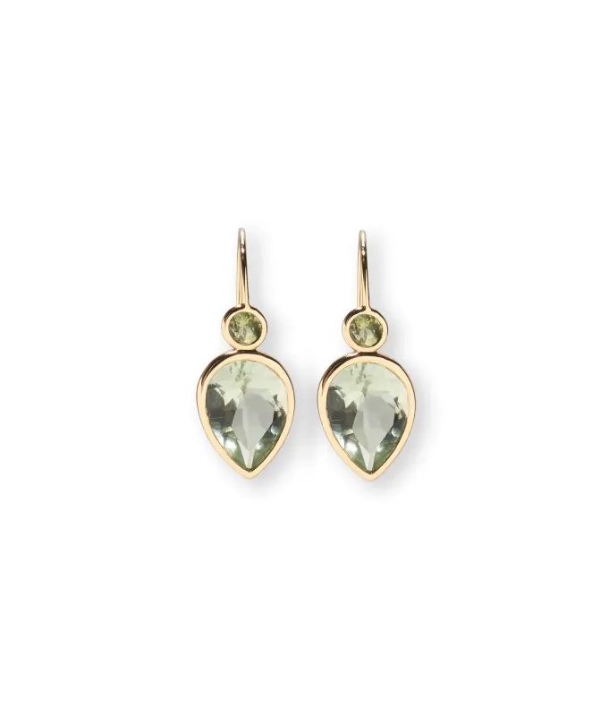 14k Gold Hera Earrings in Green Amethyst made by Lizzie Fortunato
