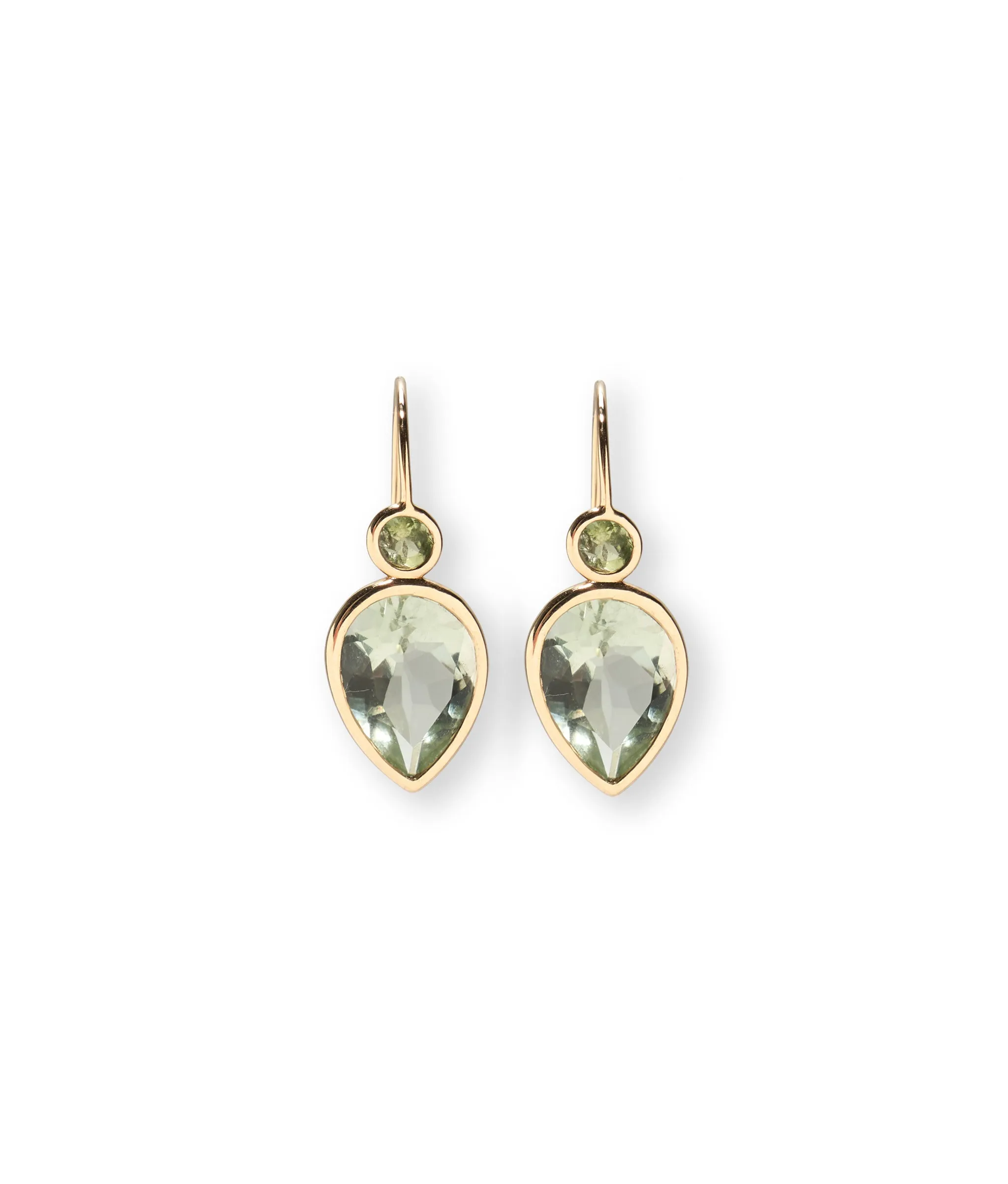 14k Gold Hera Earrings in Green Amethyst sold by Lizzie Fortunato