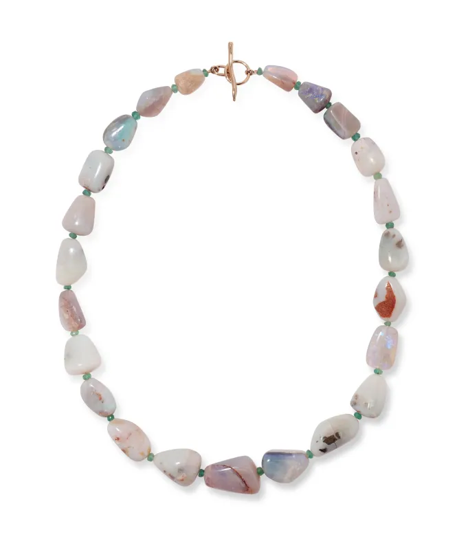 Opal, Emerald & 14k Gold Necklace made by Lizzie Fortunato