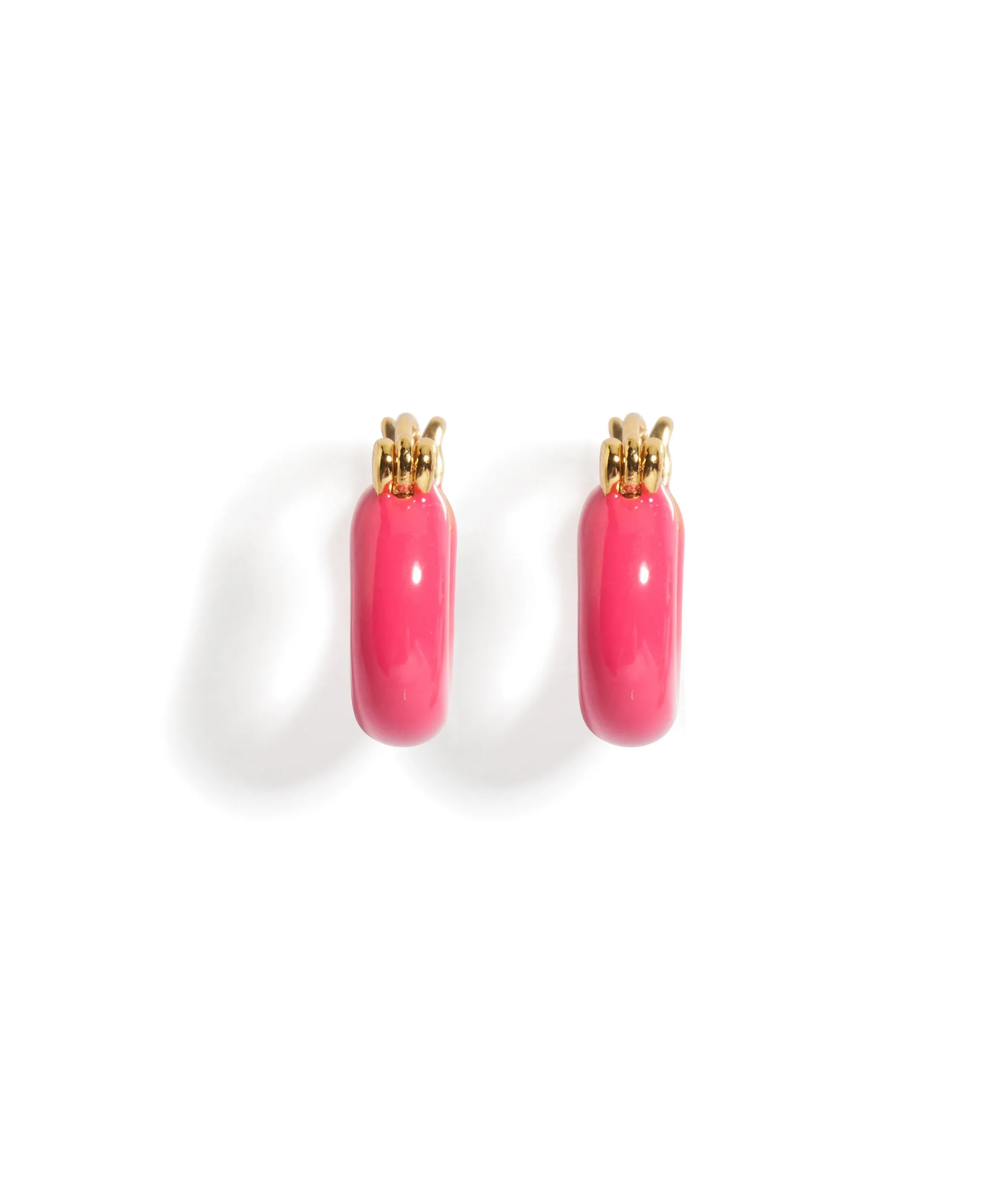 Small Enameled Mood Hoops in Guava sold by Lizzie Fortunato