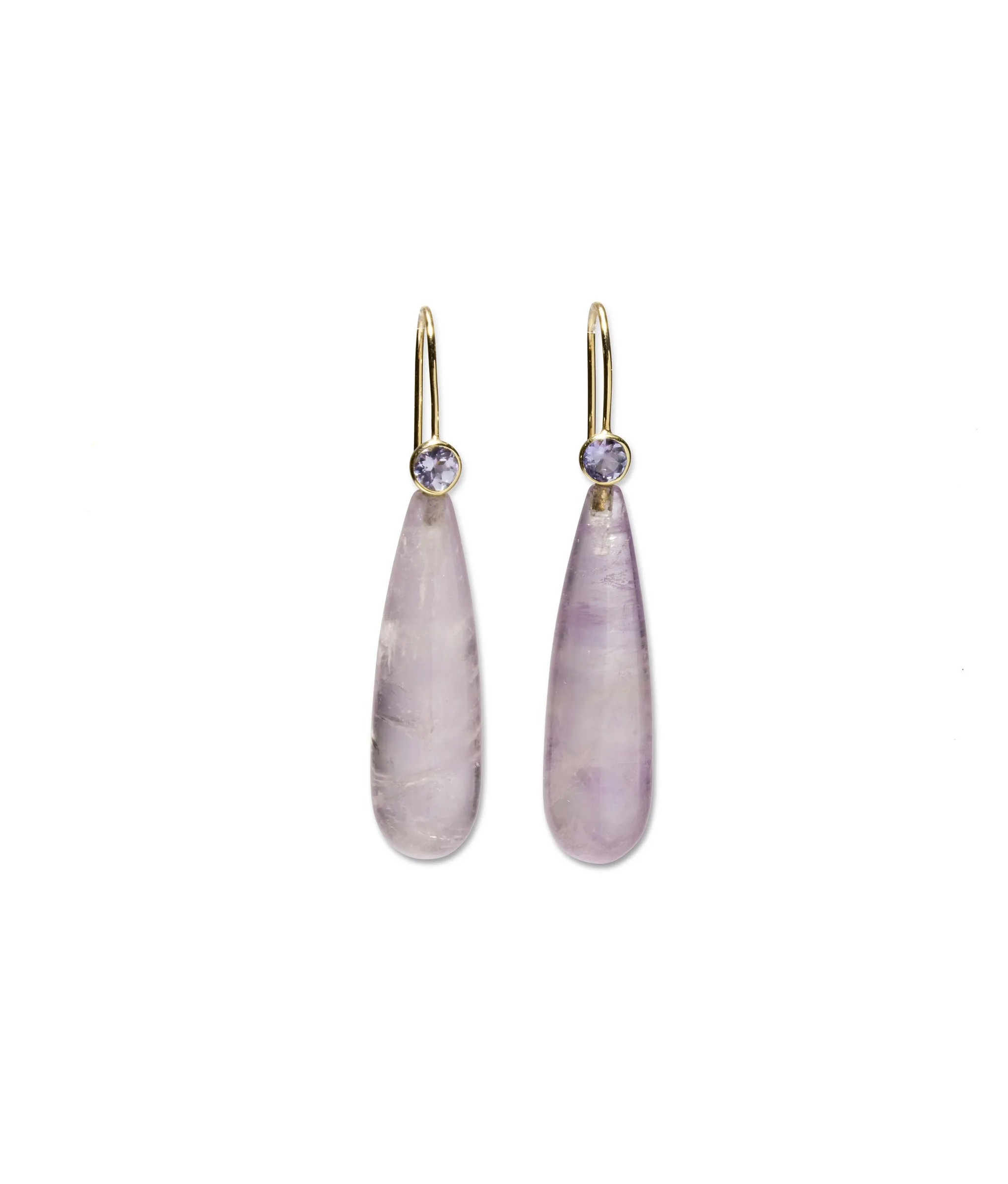 Tanzanite & Amethyst Long Drop 14k Earrings sold by Lizzie Fortunato