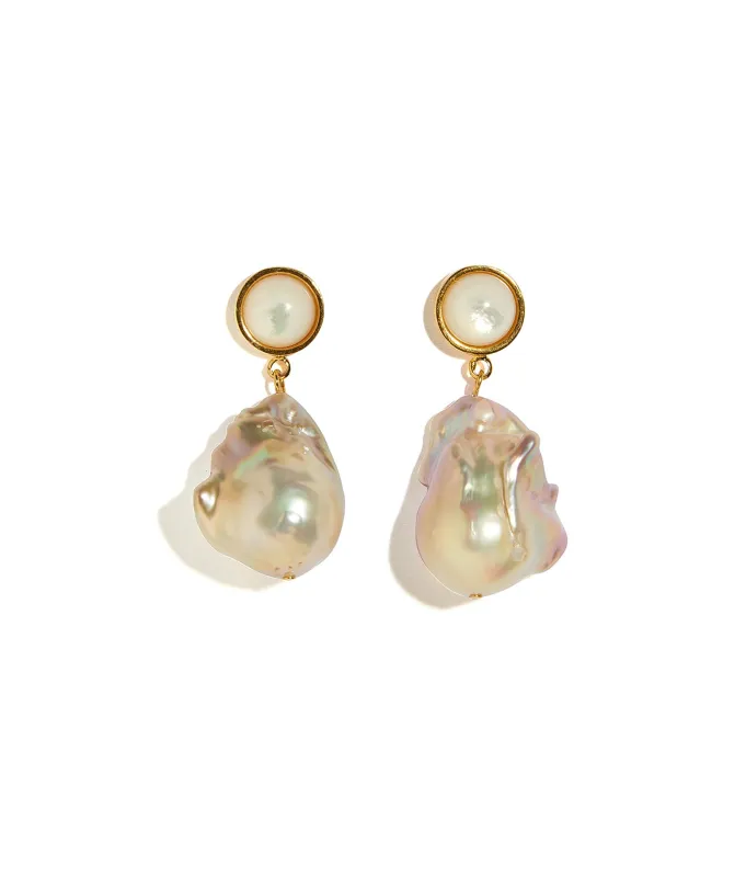 Tuxedo Baroque Pearl Earrings made by Lizzie Fortunato