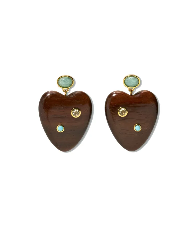 Tamarind Heart Earrings made by Lizzie Fortunato