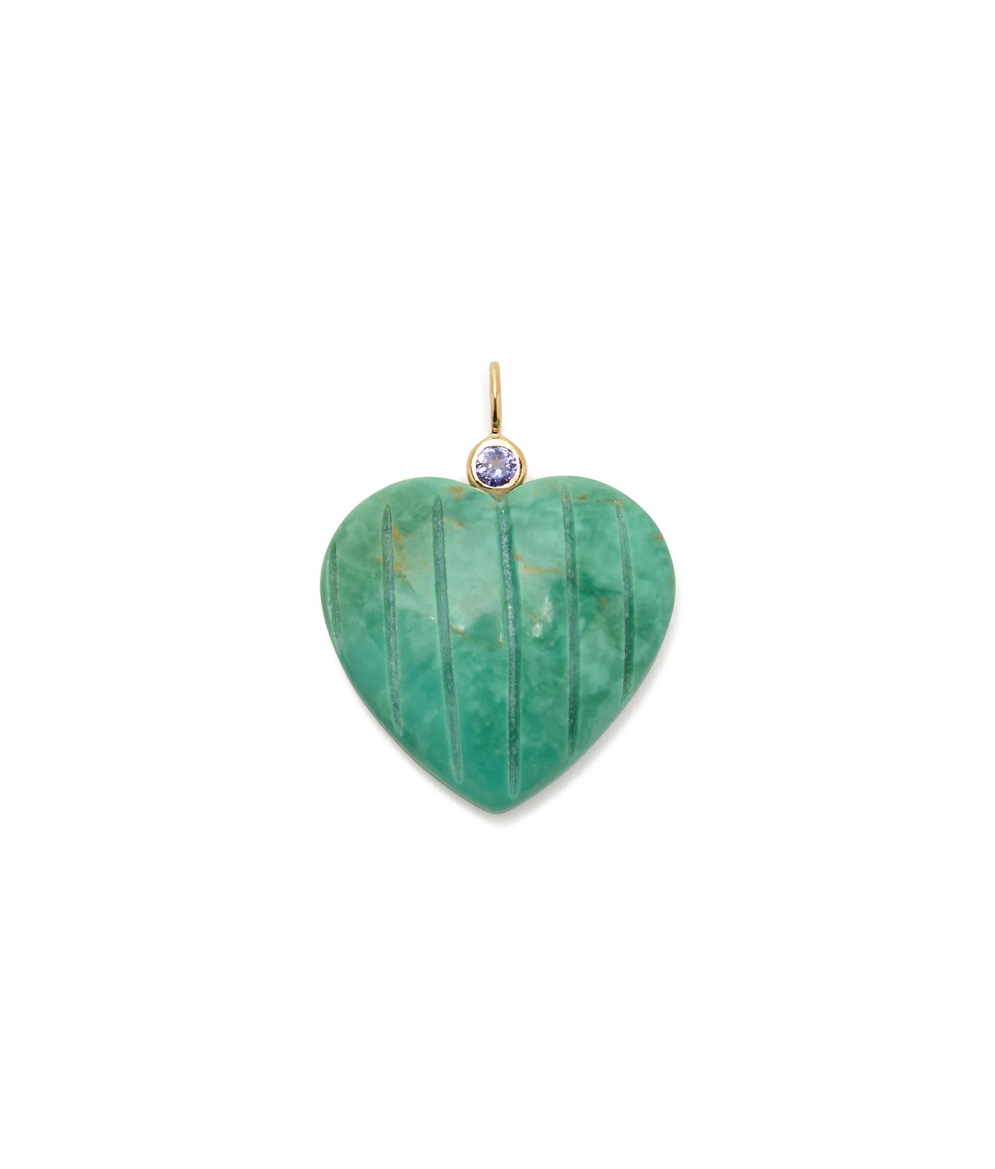 Turquoise Heart & Tanzanite 14k Gold Necklace Charm sold by Lizzie Fortunato product image thumbnail 3