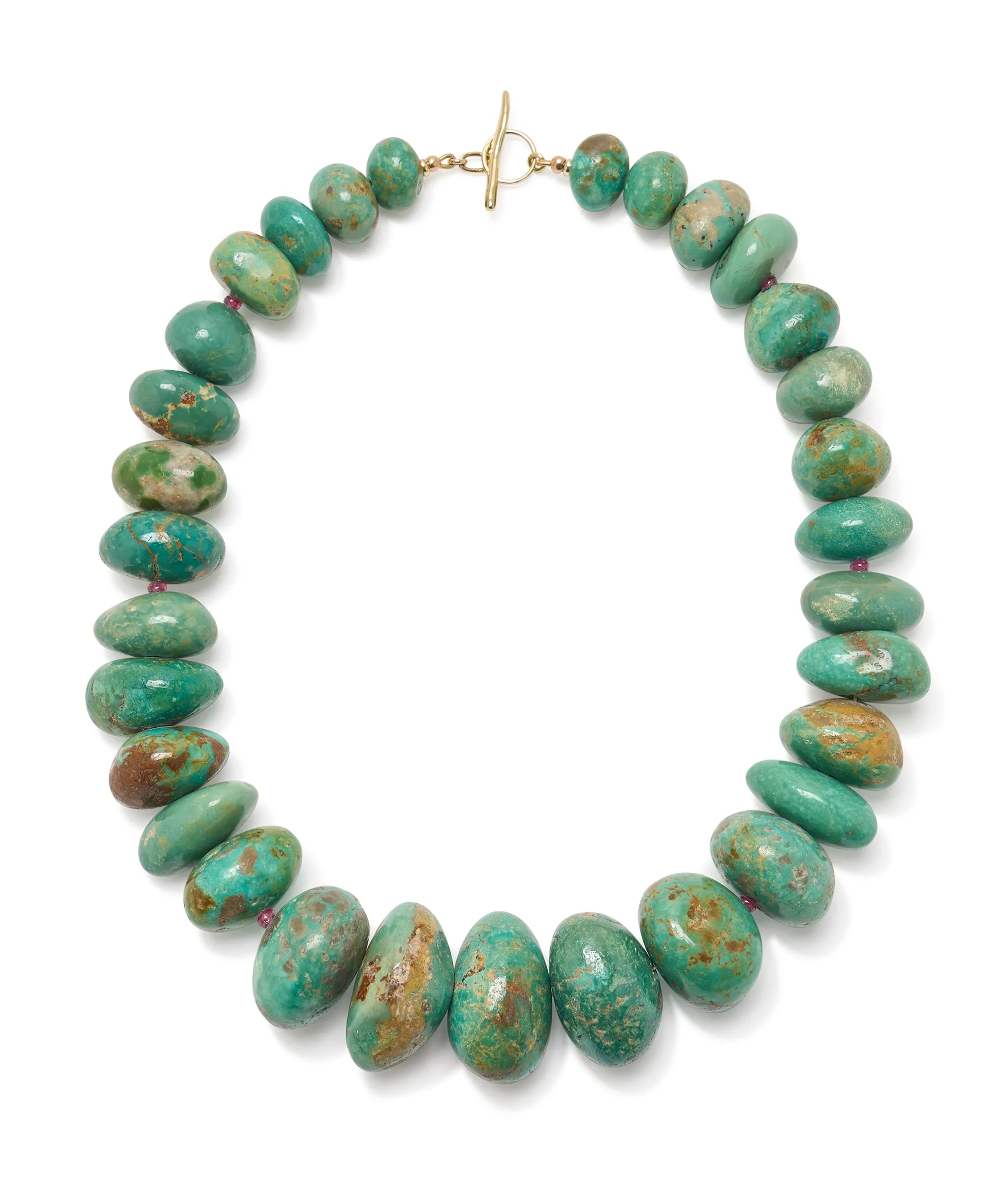 Chunky Turquoise & Ruby 14k Gold Necklace sold by Lizzie Fortunato