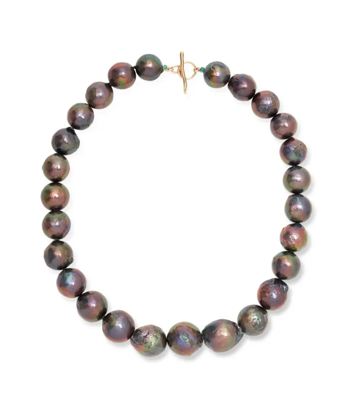 Peacock Baroque Pearl & 14k Gold Necklace made by Lizzie Fortunato