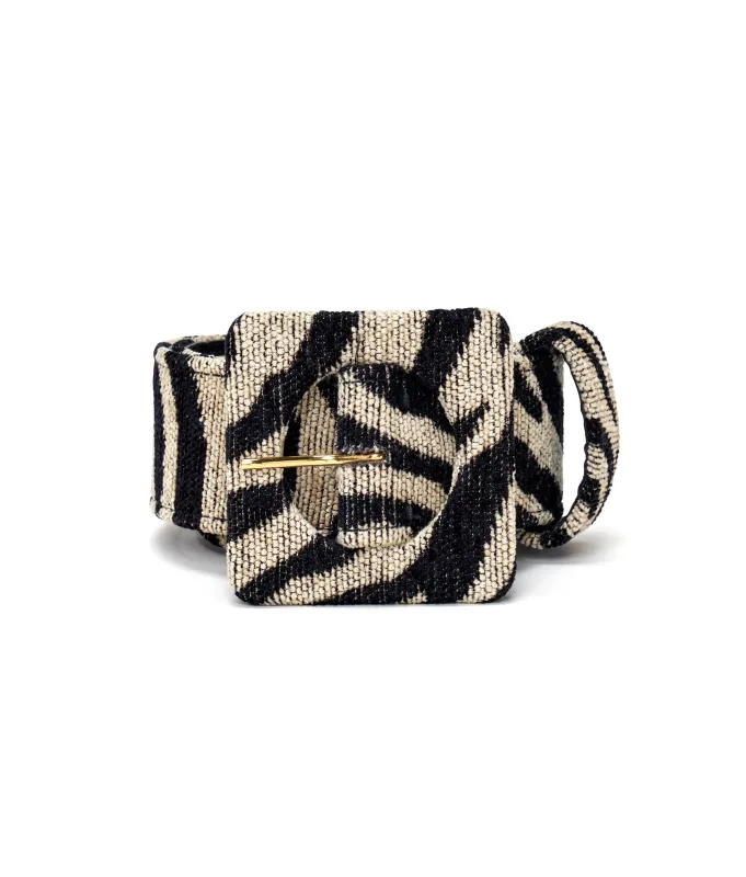 Agnes Belt in Black & White Tiger made by Lizzie Fortunato
