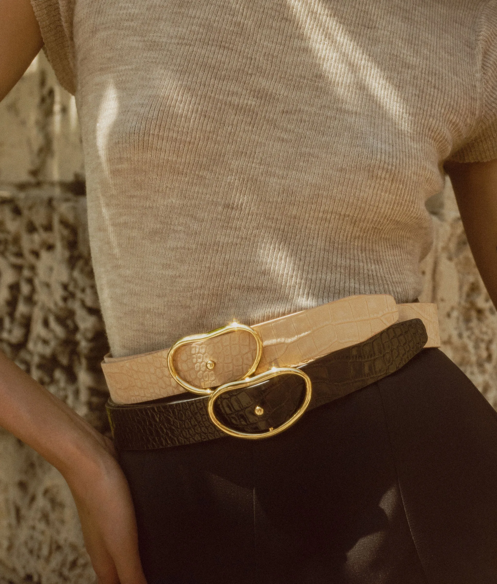Wide Georgia Belt In Black Croc sold by Lizzie Fortunato product image thumbnail 2