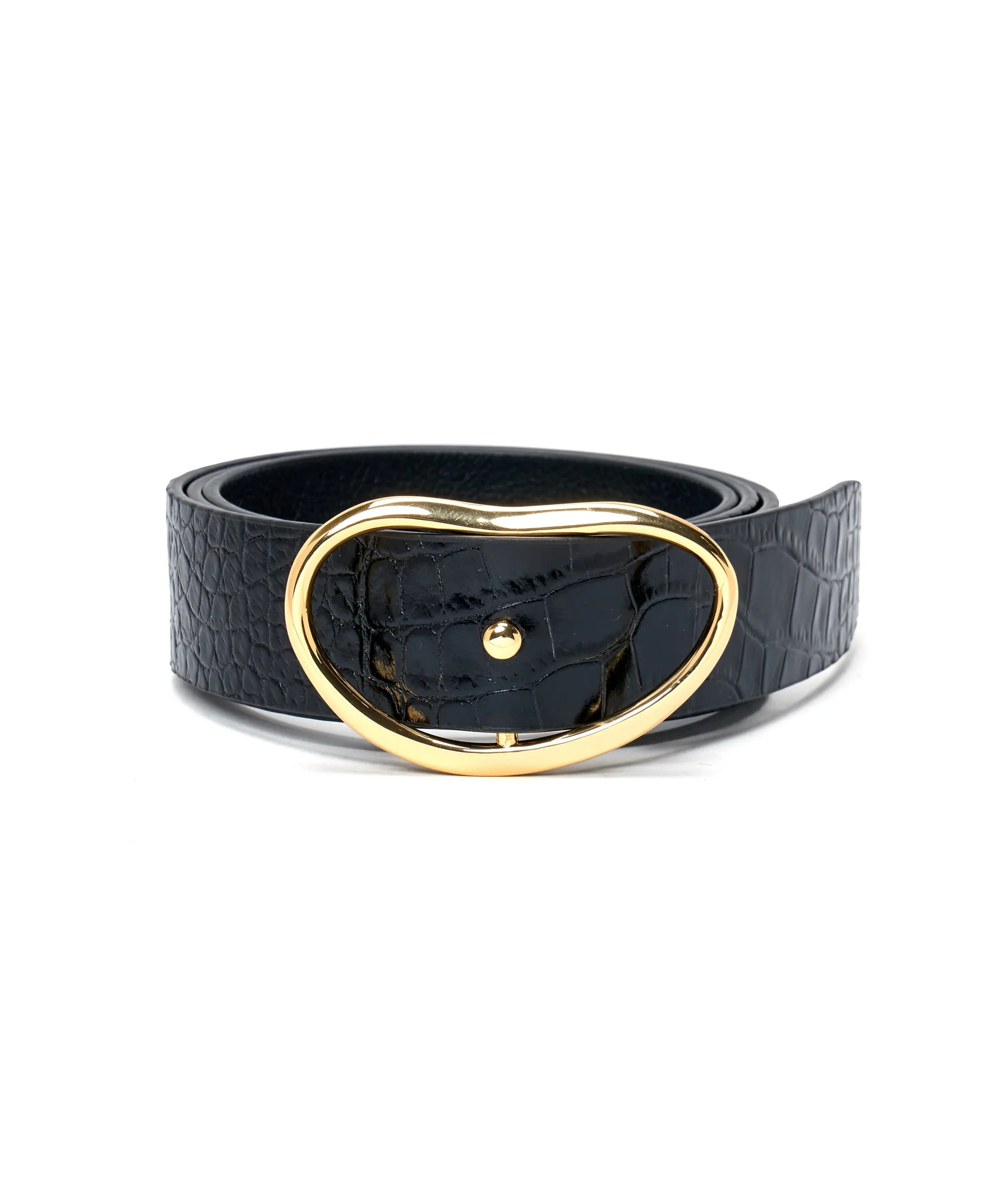 Wide Georgia Belt In Black Croc sold by Lizzie Fortunato