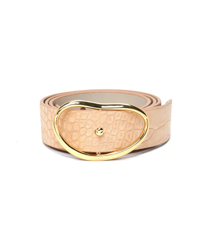 Wide Georgia Belt in Nude Croc made by Lizzie Fortunato