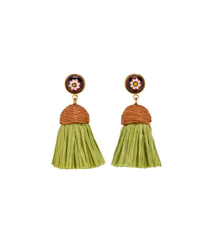 Raffia Earrings in Floral Palm made by Lizzie Fortunato