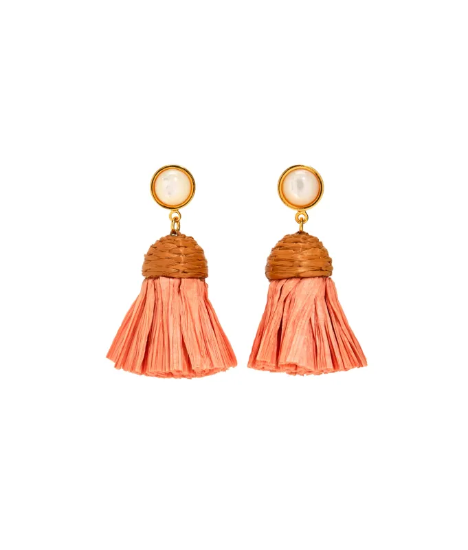 Raffia Earrings in Rose made by Lizzie Fortunato