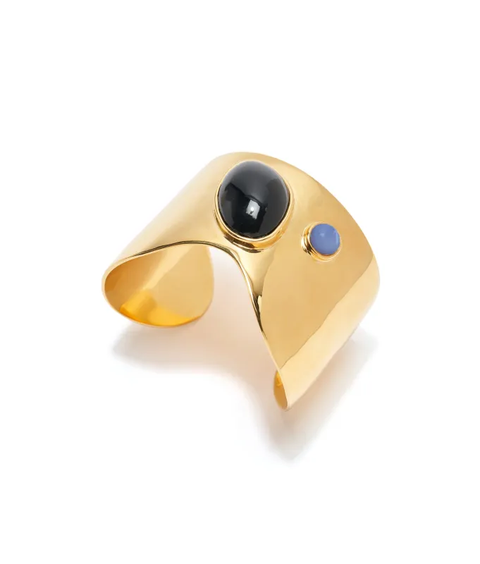 Organic Cuff in Black Agate & Angelite made by Lizzie Fortunato