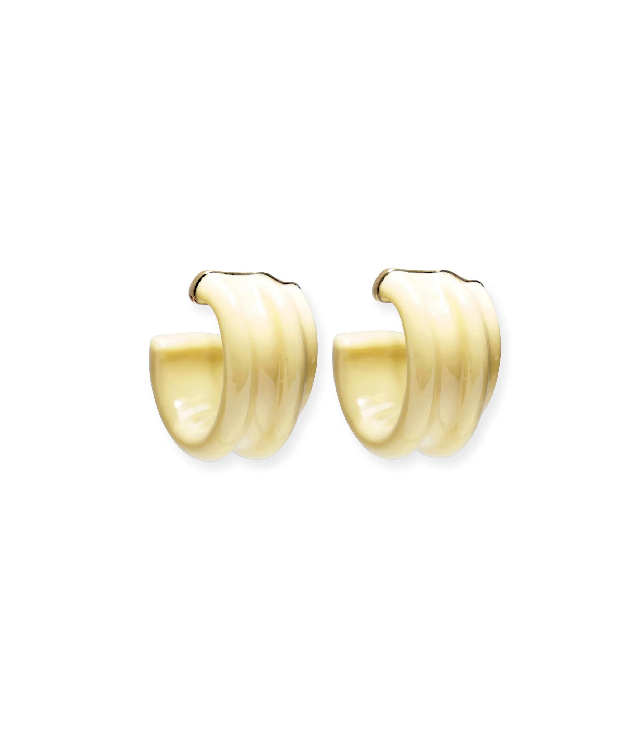 Sculpted Hoops in Custard sold by Lizzie Fortunato