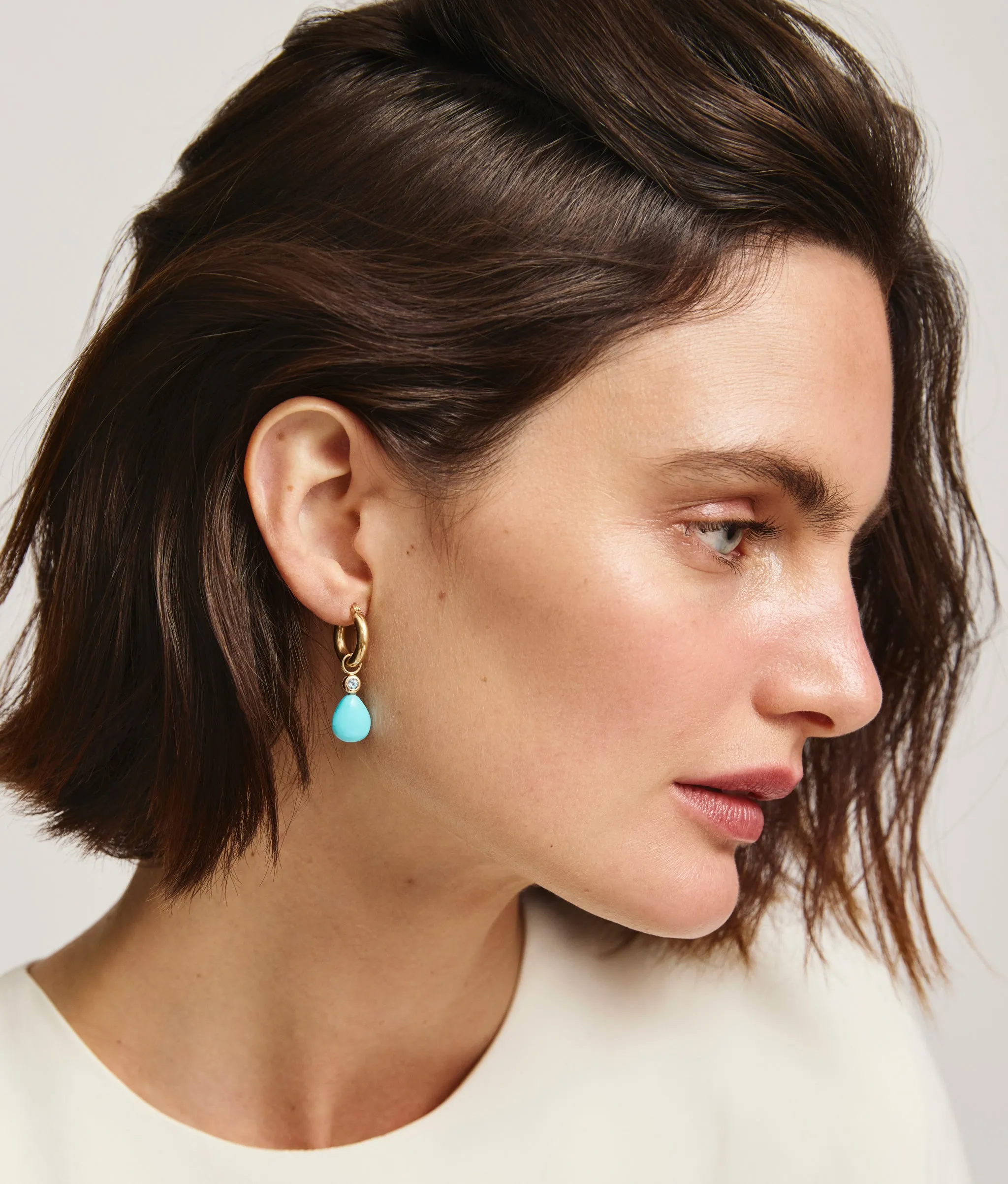 Sky Blue Topaz & Irregular Turquoise 14k Gold Earring Charm sold by Lizzie Fortunato product image thumbnail 2
