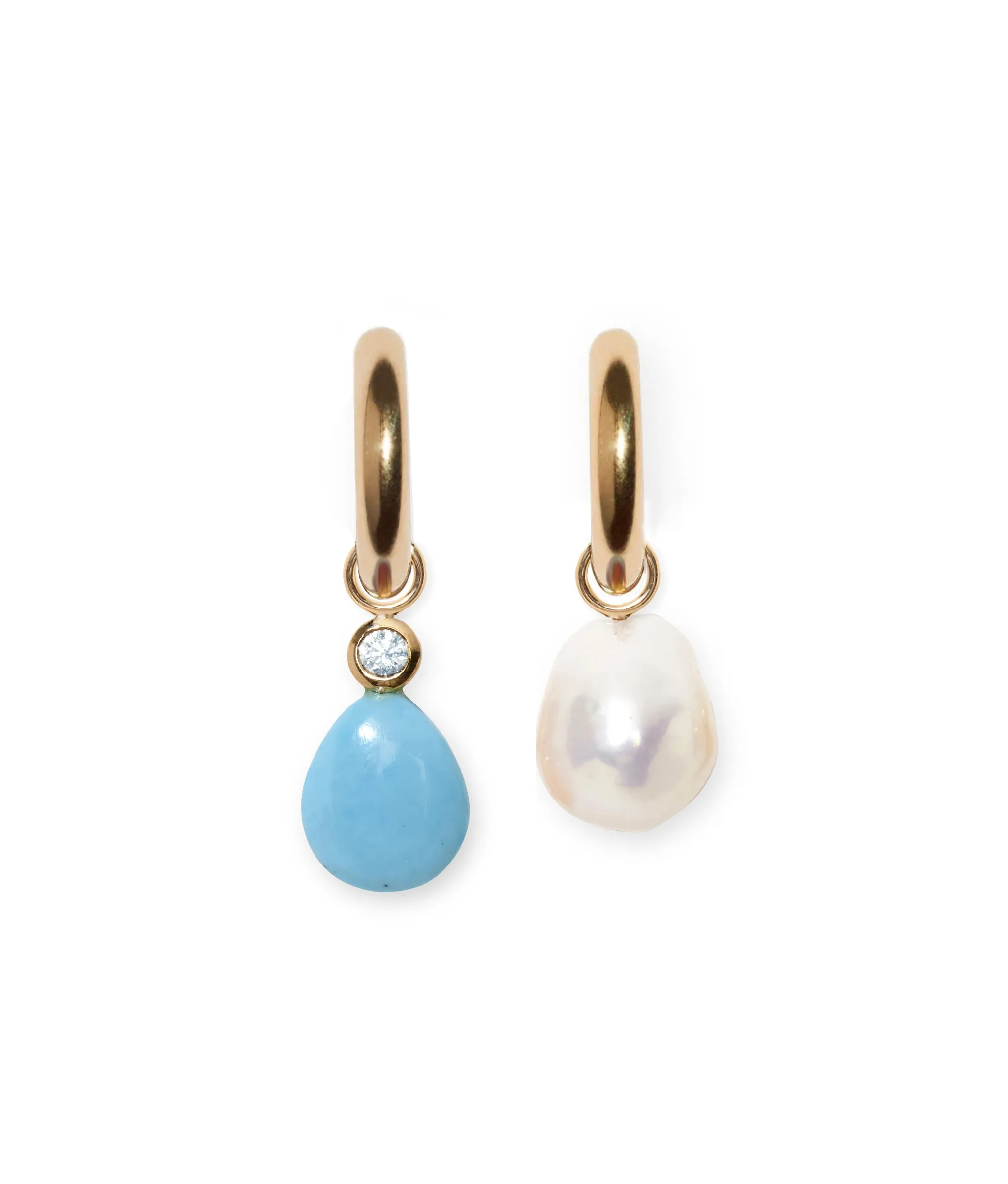 Sky Blue Topaz & Irregular Turquoise 14k Gold Earring Charm sold by Lizzie Fortunato product image thumbnail 3