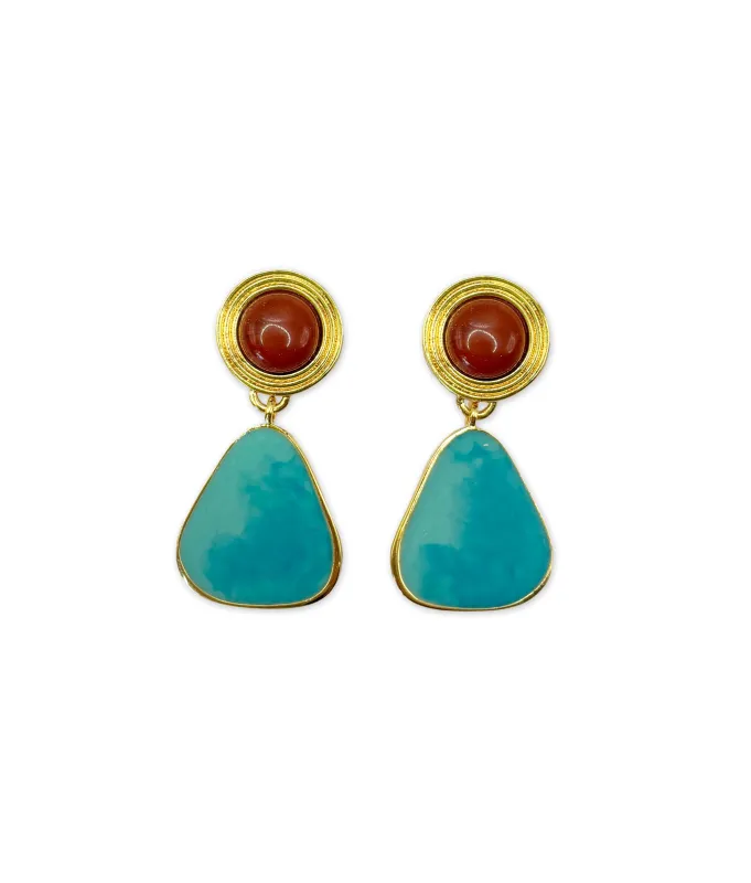 Deco Earrings in Garnet made by Lizzie Fortunato