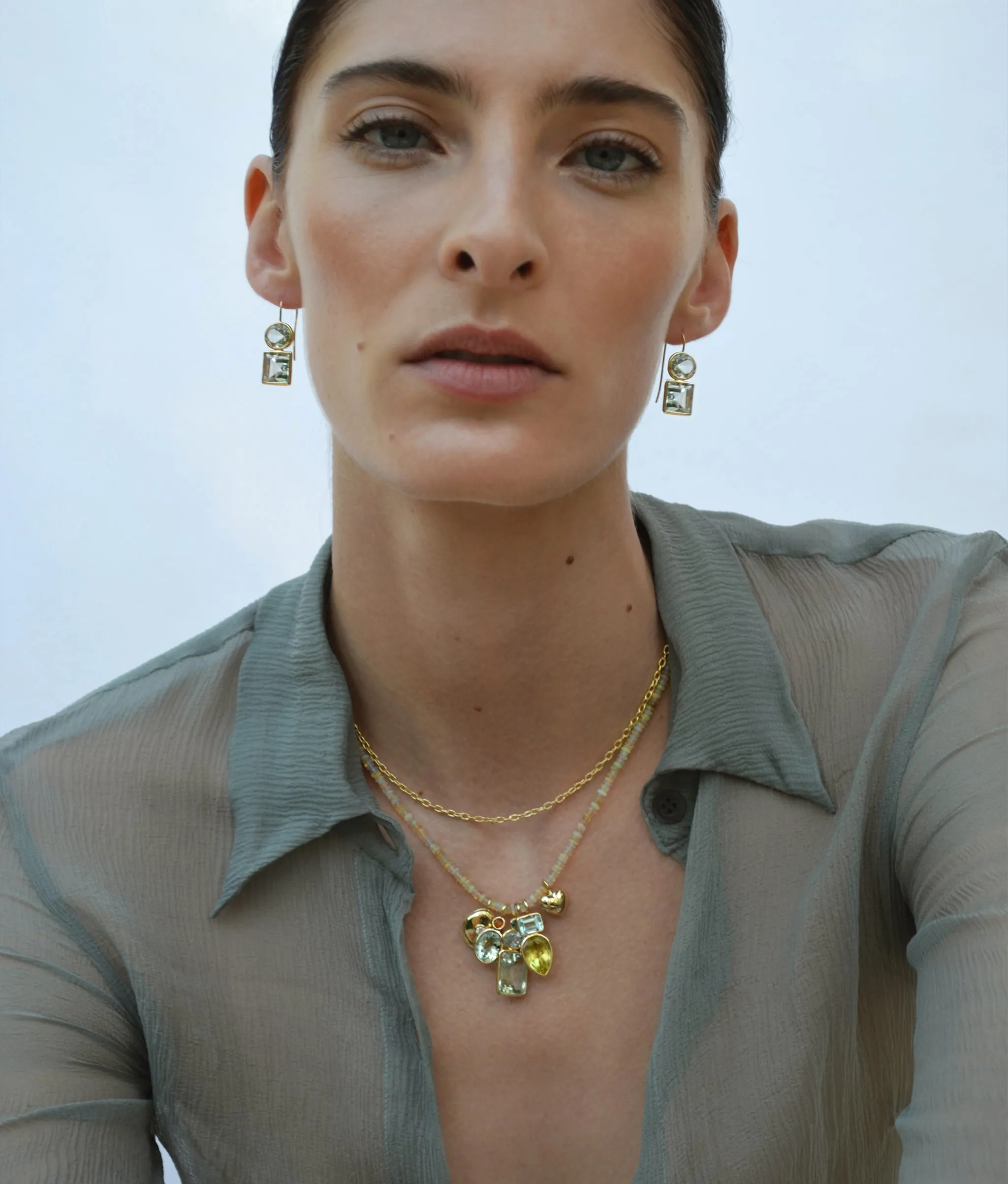 Duo Earrings in Green Amethyst sold by Lizzie Fortunato product image thumbnail 2