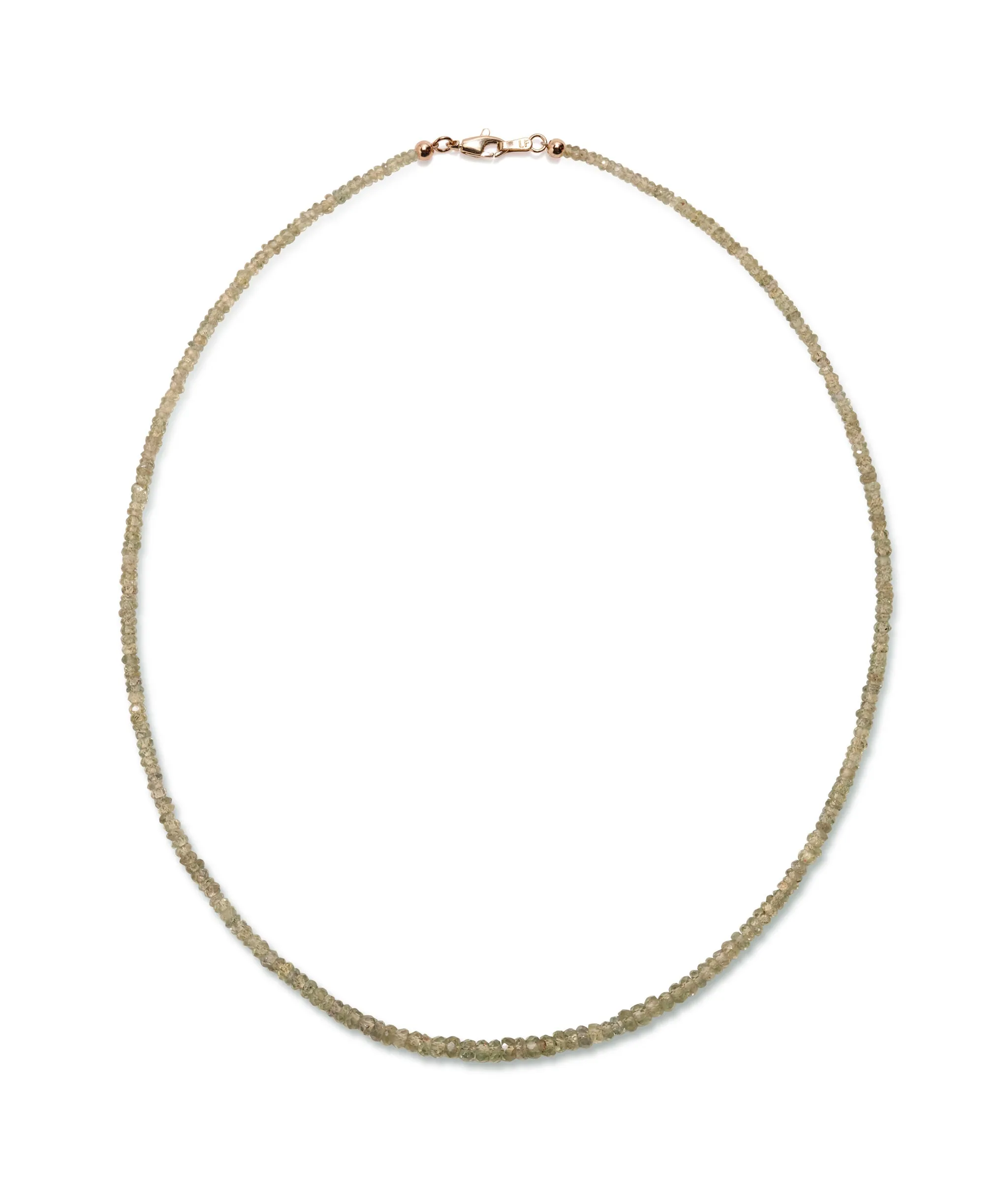 Tiny Beaded Necklace in Green Sapphire sold by Lizzie Fortunato