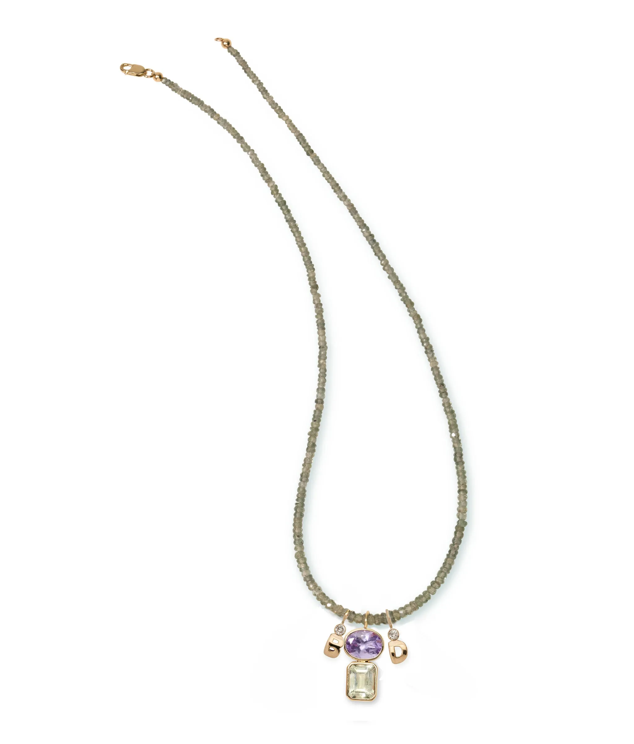 Tiny Beaded Necklace in Green Sapphire sold by Lizzie Fortunato product image thumbnail 3