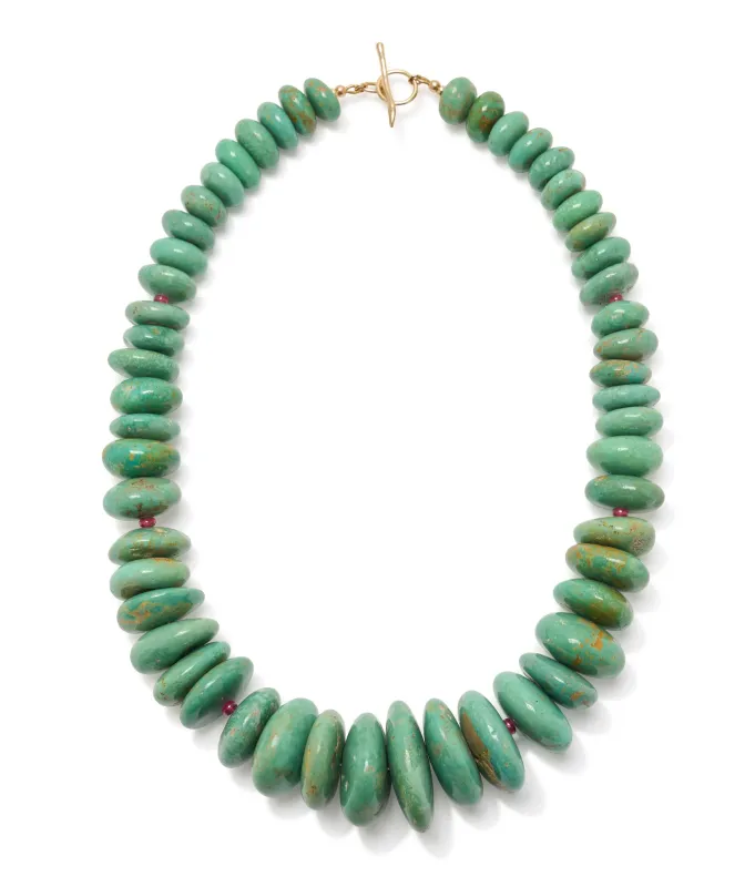Turquoise & Ruby 14k Gold Necklace made by Lizzie Fortunato