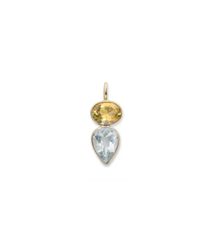 Tourmaline & Aquamarine Pear 14K Necklace Charm made by Lizzie Fortunato