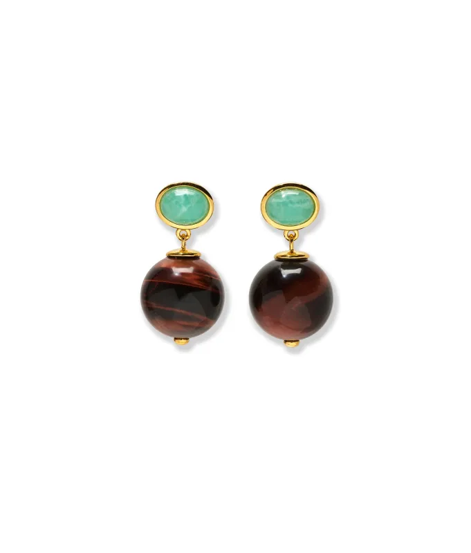 Umbria Earrings in Tiger's Eye made by Lizzie Fortunato