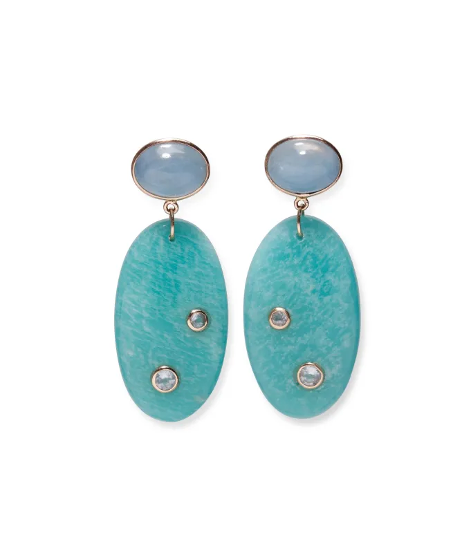 14k Gold, Aquamarine & Amazonite Earrings made by Lizzie Fortunato
