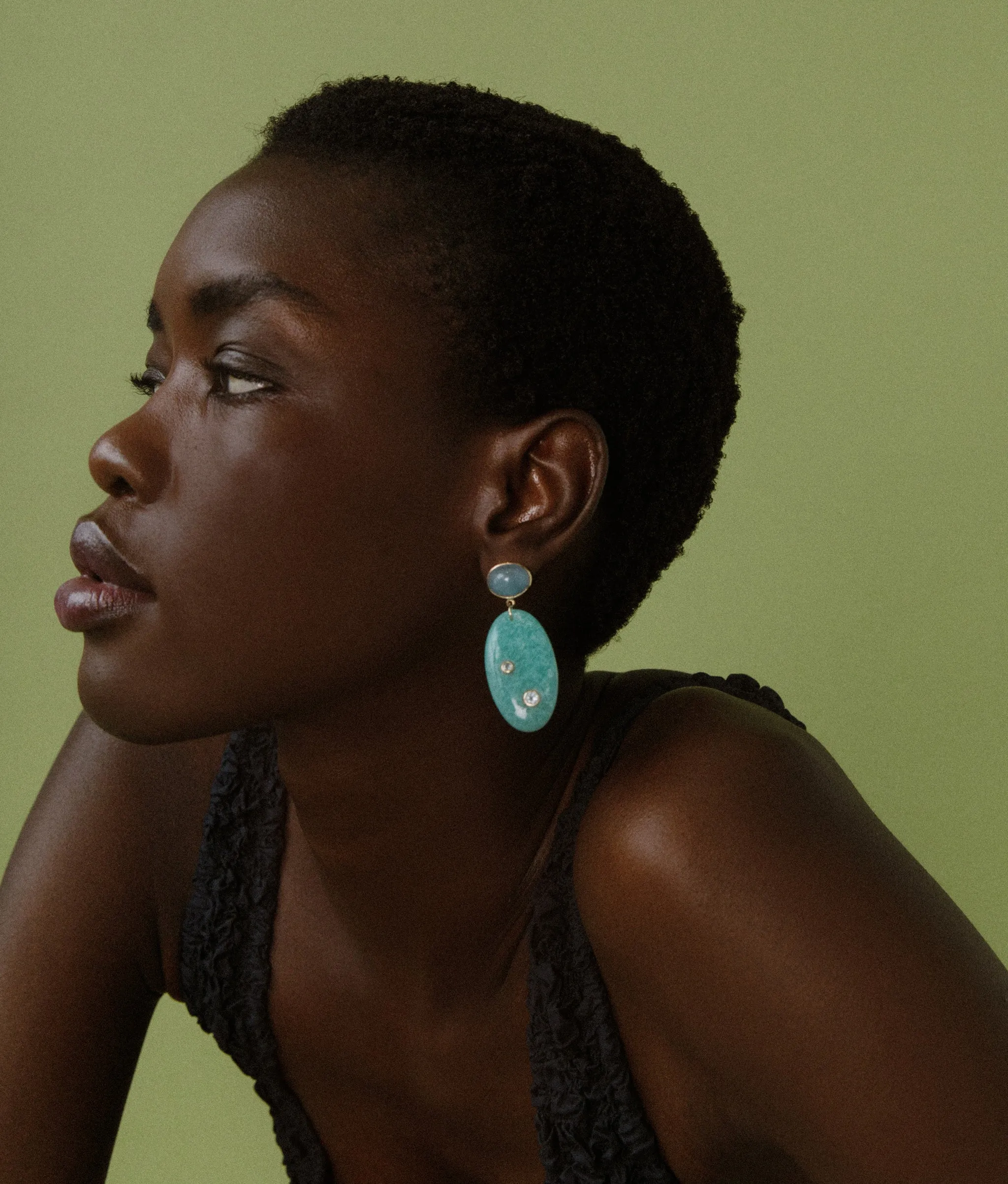 14k Gold, Aquamarine & Amazonite Earrings sold by Lizzie Fortunato product image thumbnail 2
