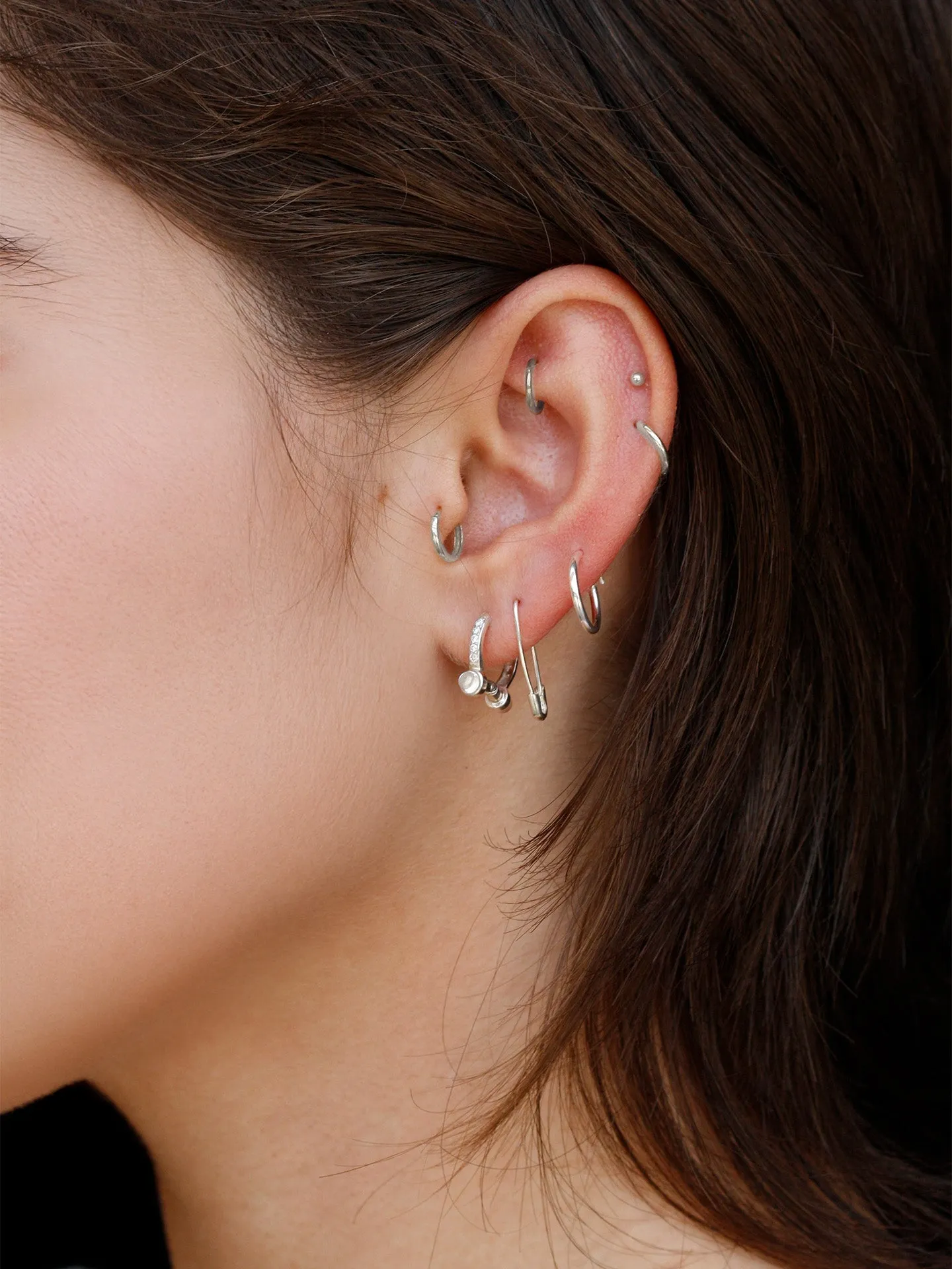 Diamond Pave Barbell Huggies sold by Loren Stewart product image thumbnail 2